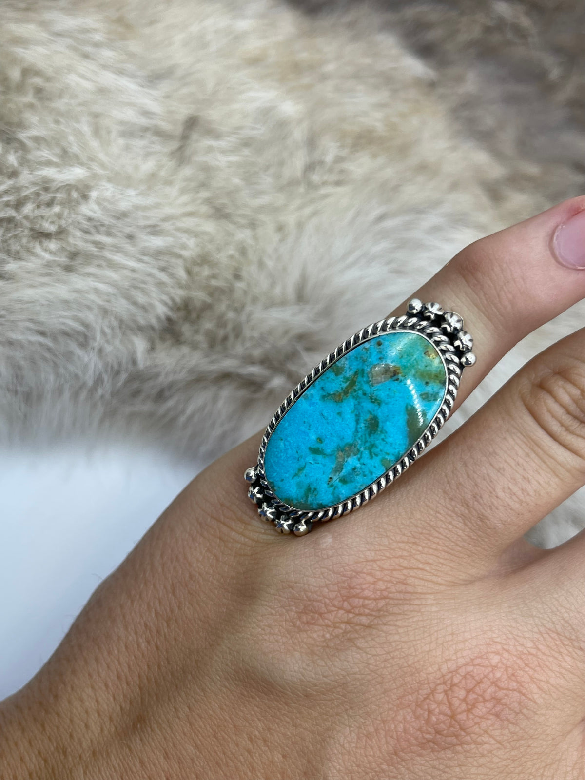 4.5 Kingman Turquoise Ring by Michael Yazzie, Navajo