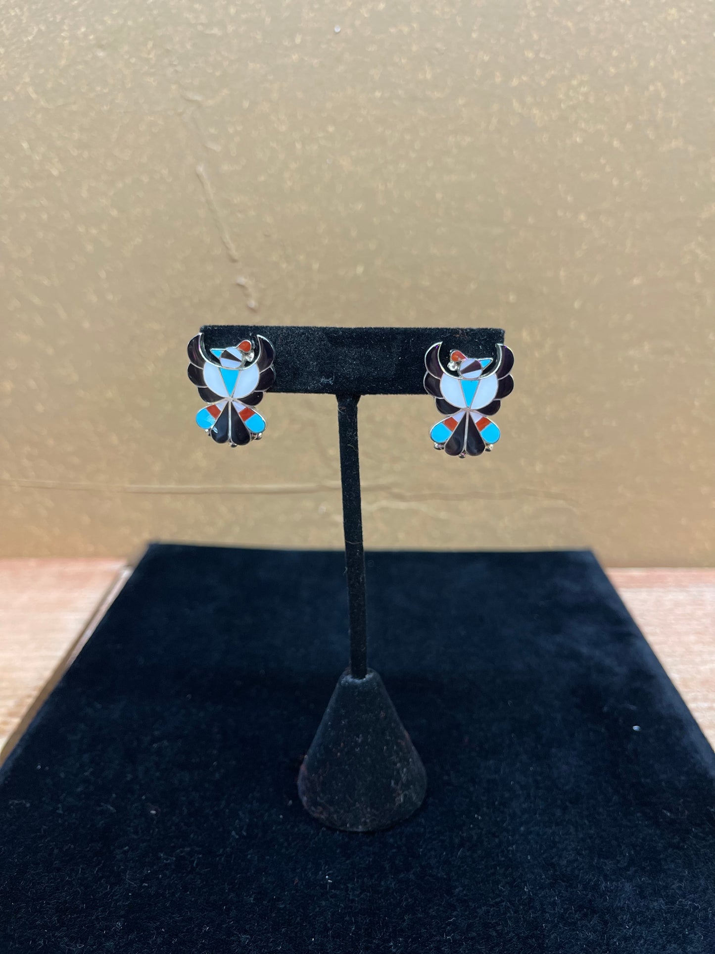 Zuni Turquoise Bird Inlay Earrings