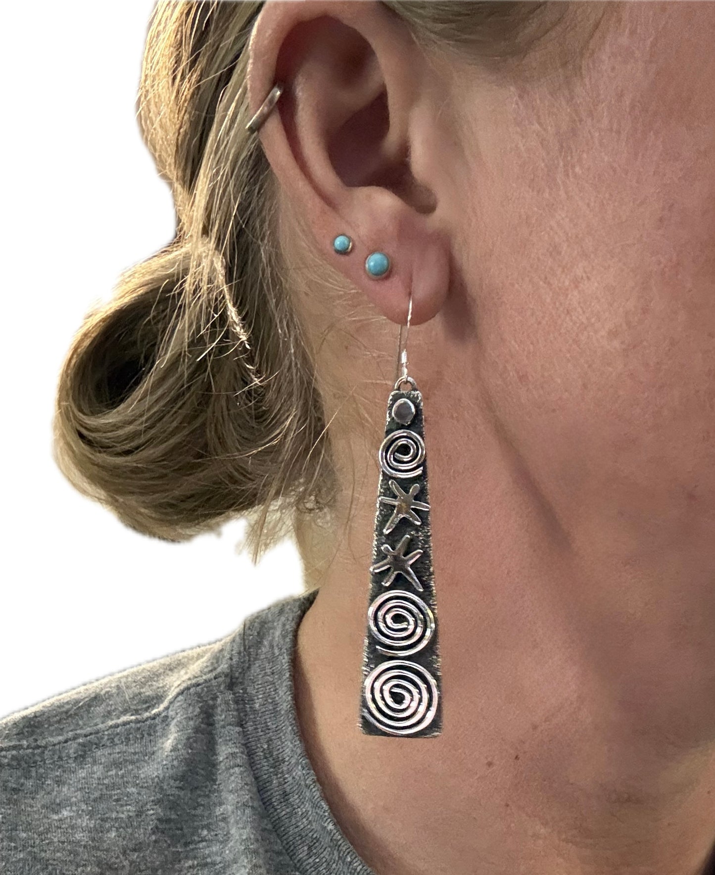 Tee Pee Petroglyph Earrings by Alex Sanchez, Navajo