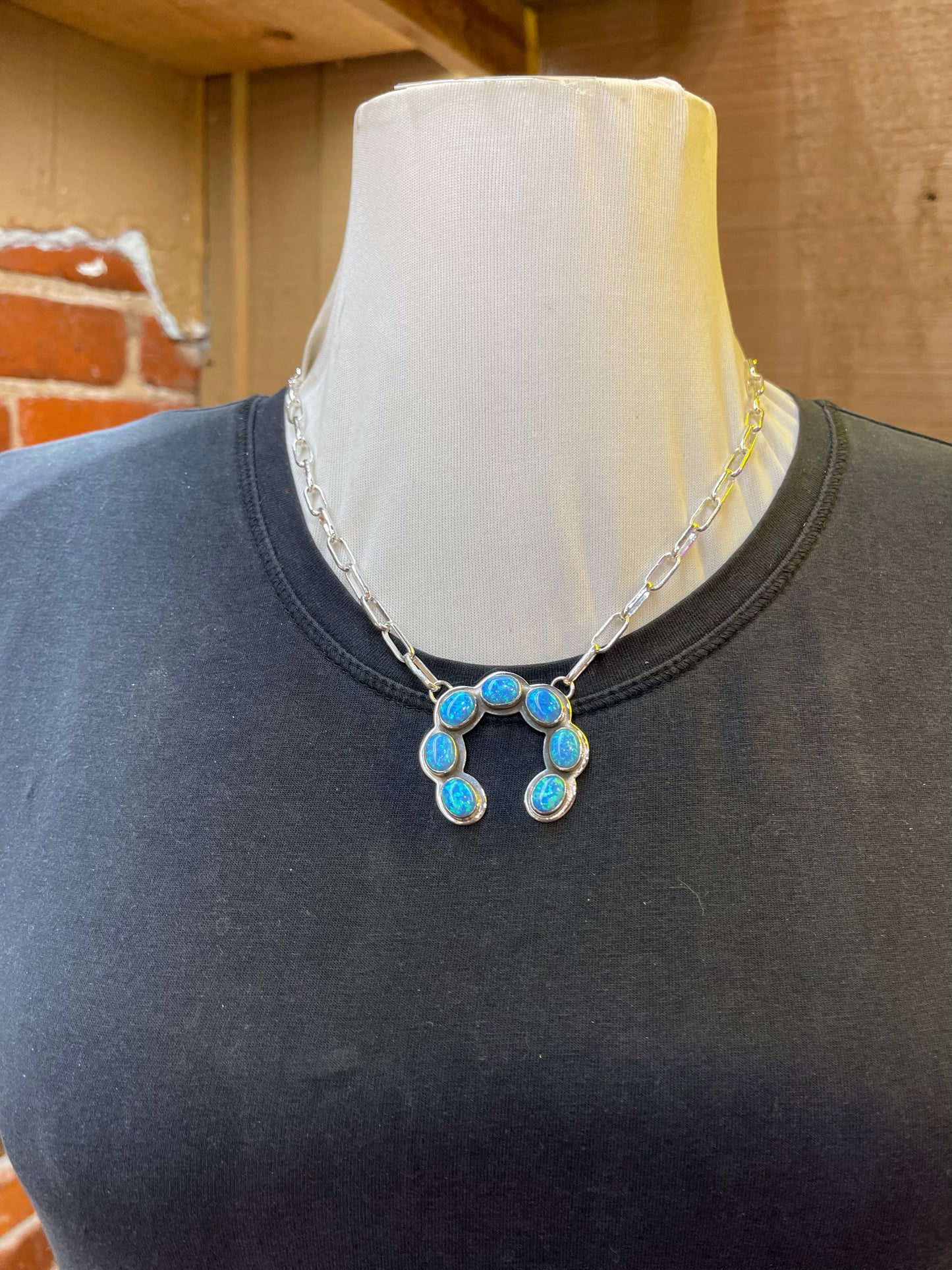 Blue Opal Chain Linked Necklace Naja
