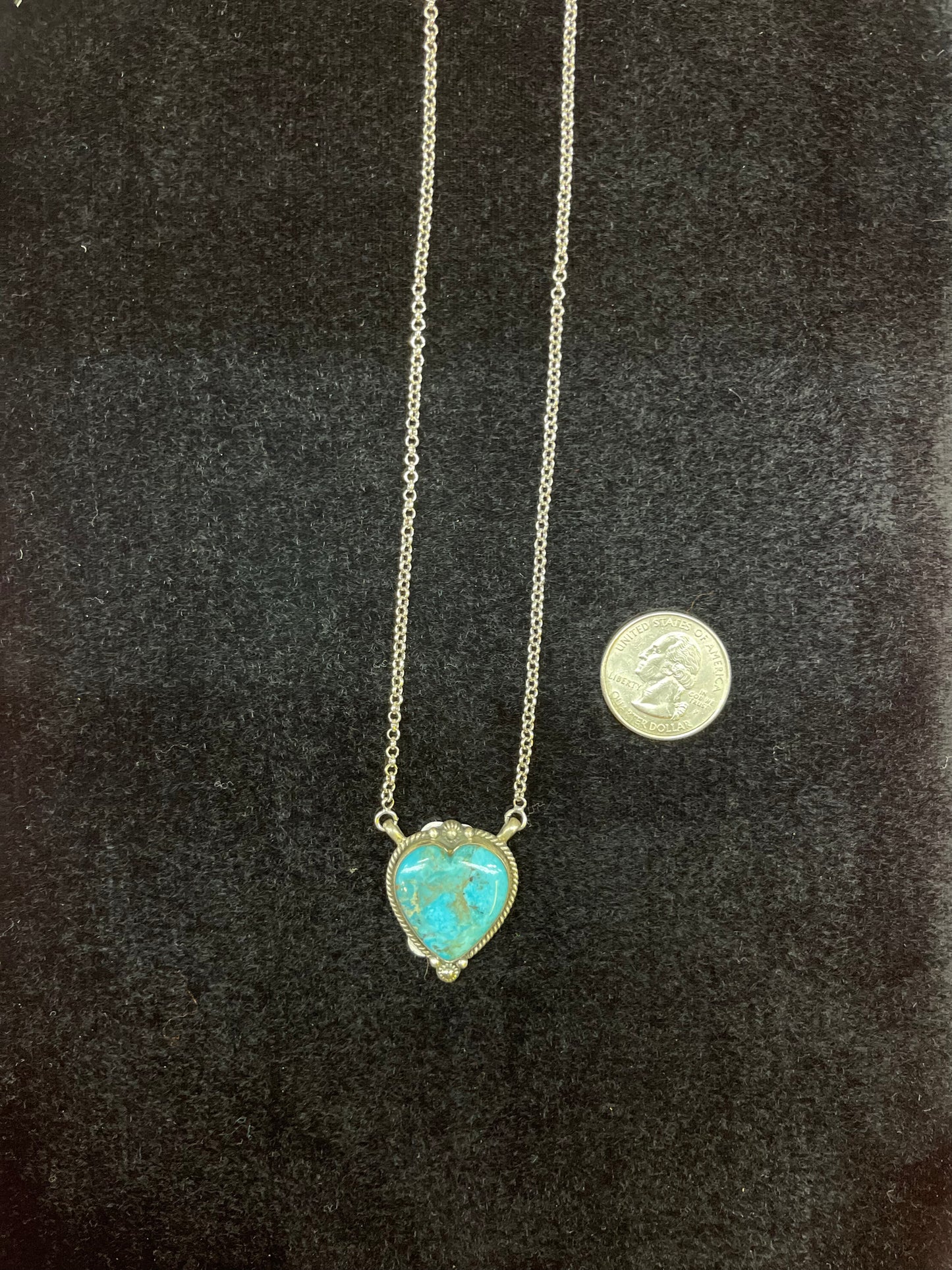 Kingman Turquoise Heart Necklace By Hada Collection