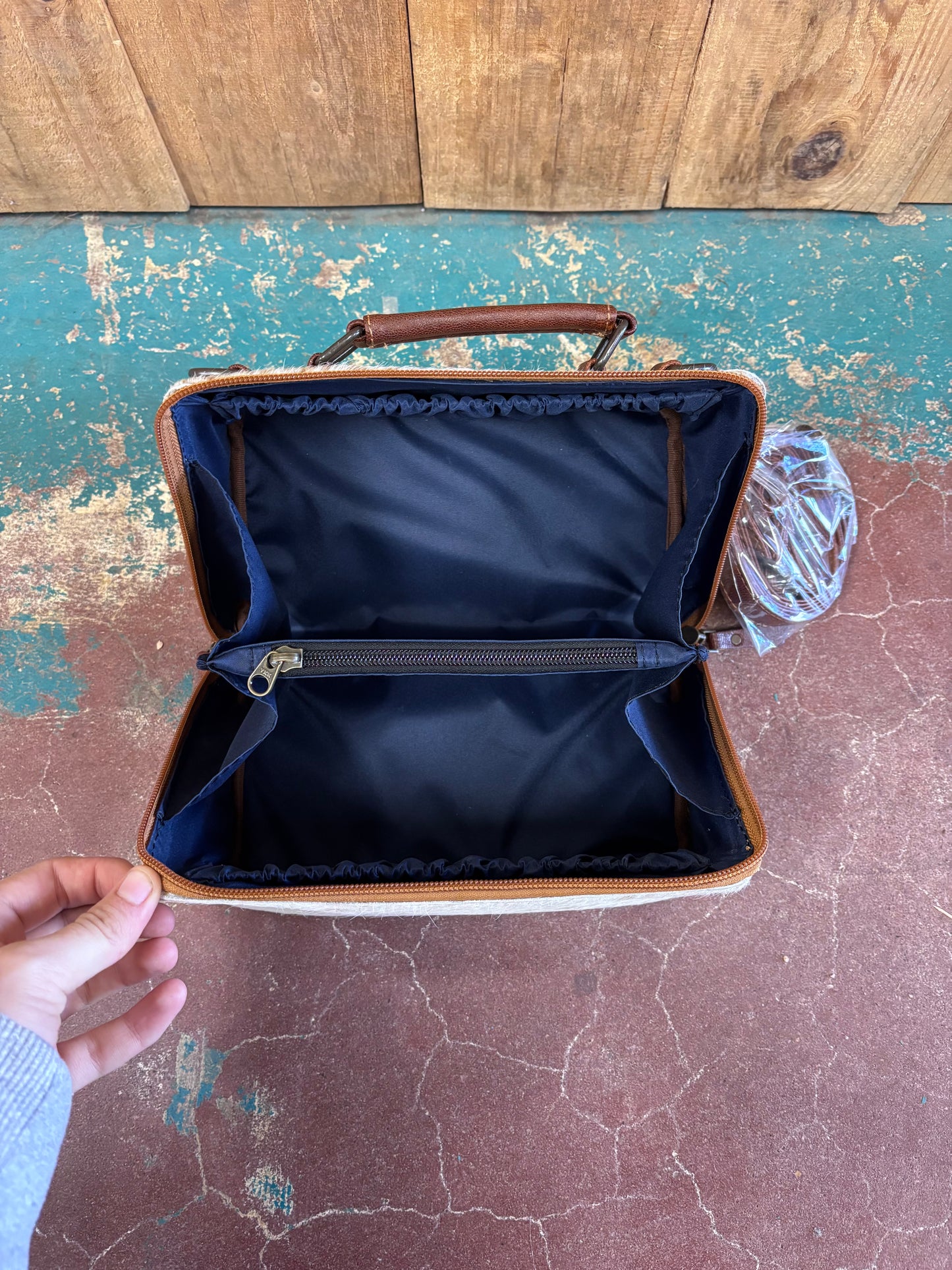 Rectangular Cowhide Make Up Bag/Travel Case