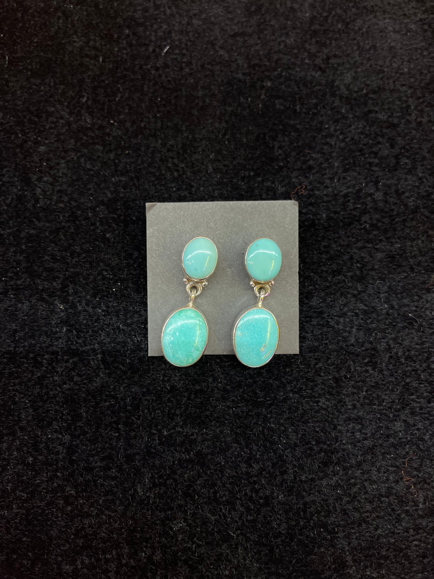 2 Stone Turquoise Dangle Earrings By Hada Collection