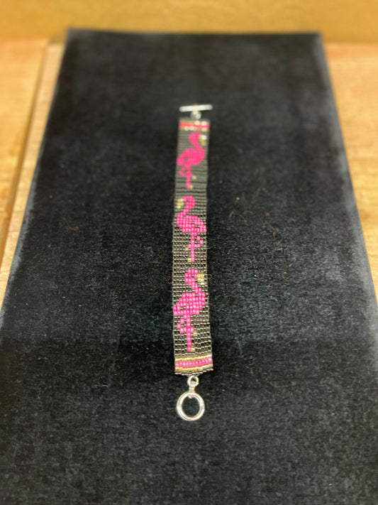Black Seed Bead Flamingo Bracelet