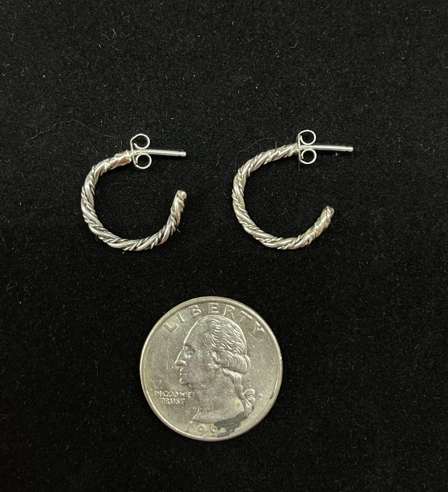 Small Hoop Earrings by Elaine Tahe, Navajo