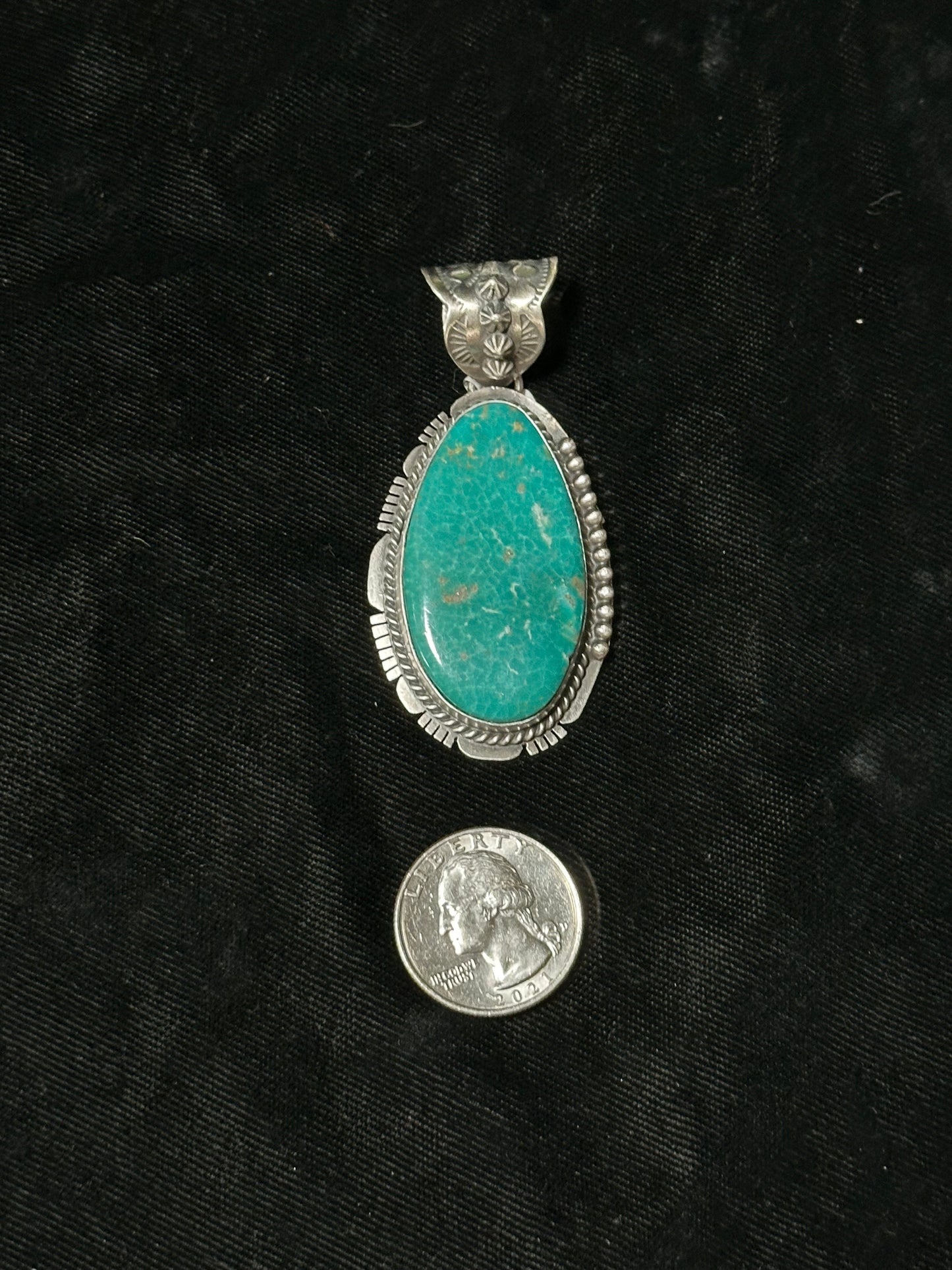 Emerald Valley Turquoise Pendant with 11mm Bale by John Nelson, Navajo