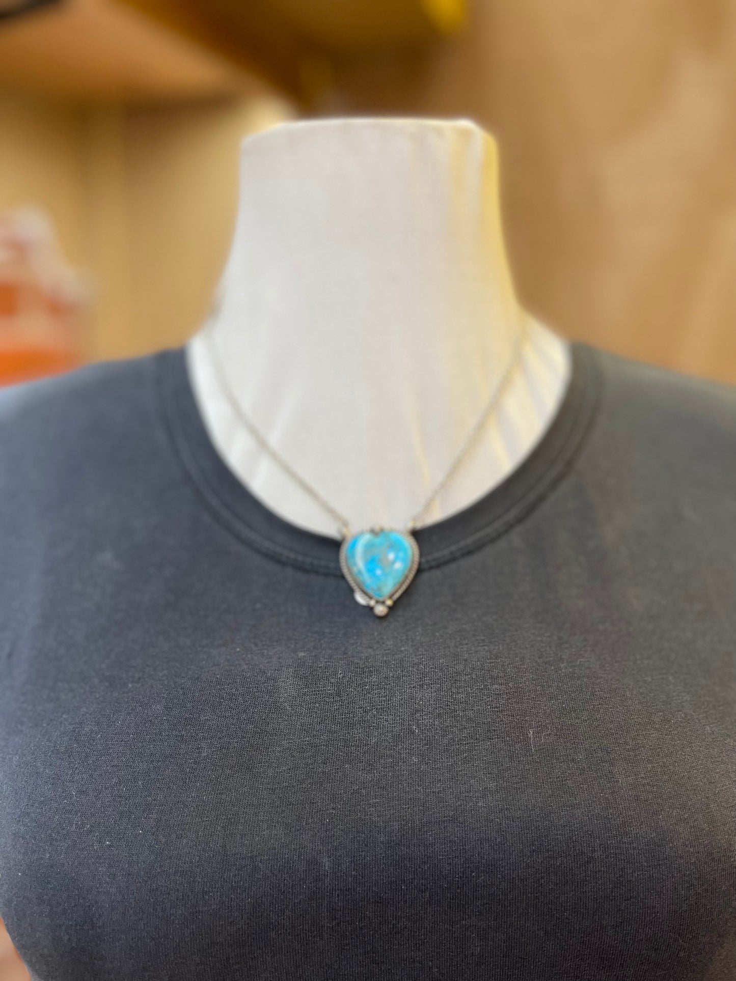Kingman Turquoise Heart Necklace By Hada Collection