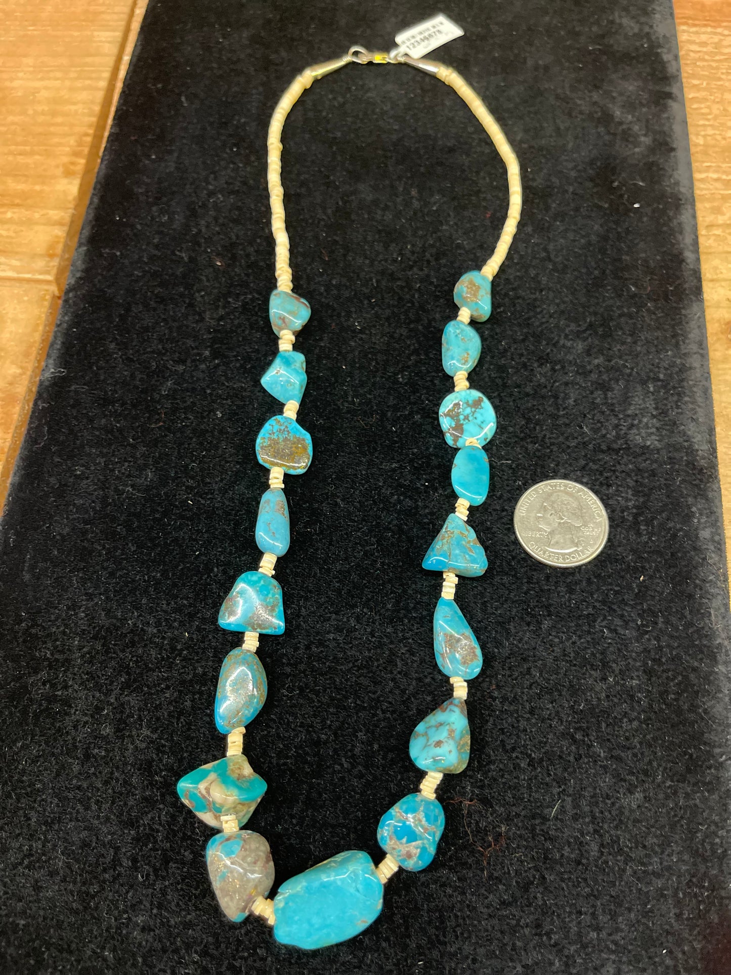 Santo Domingo Natural Turquoise Nugget and Melon Shell Necklace