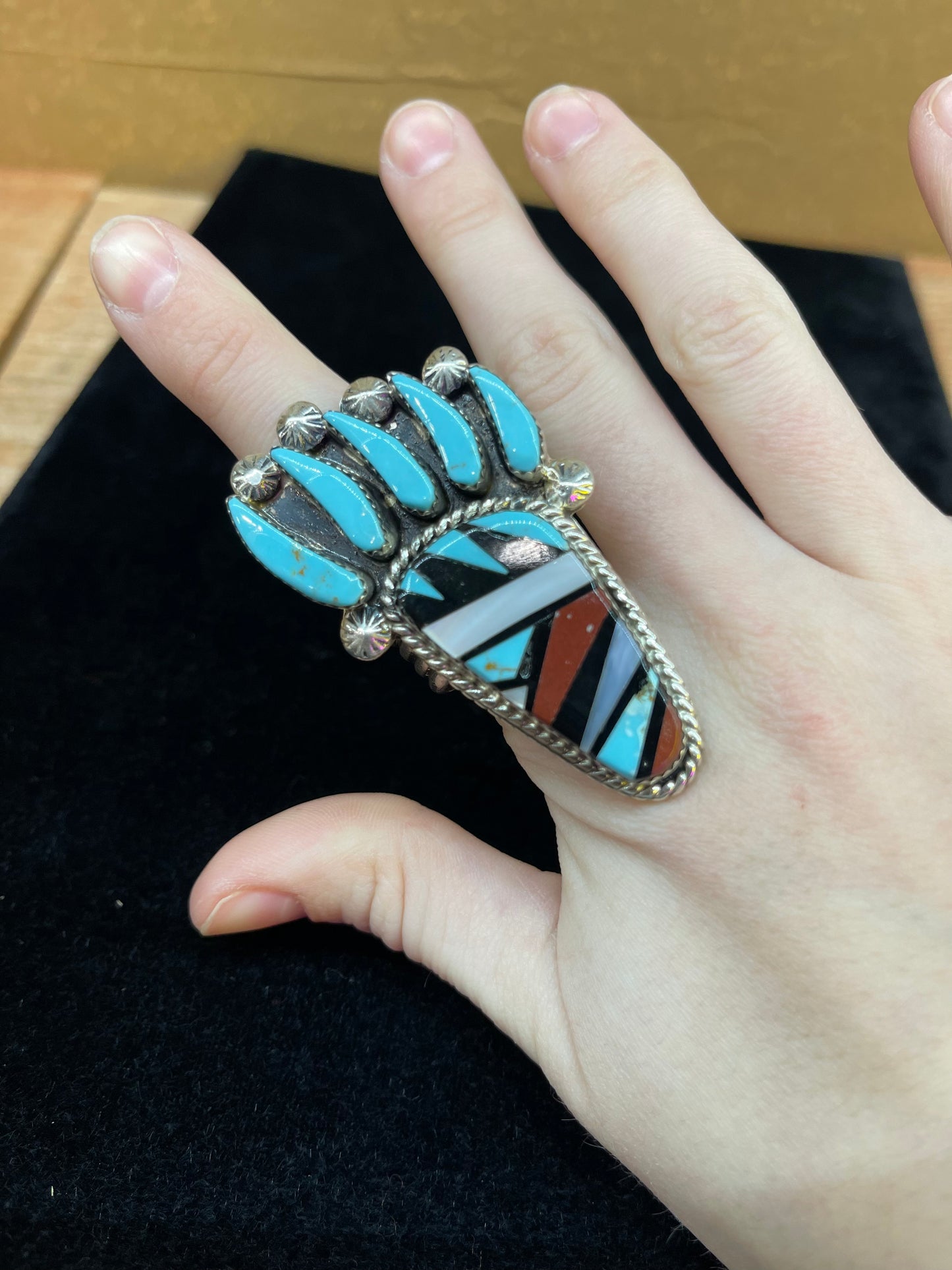 Turquoise Claw Ring by Bobby Lujan