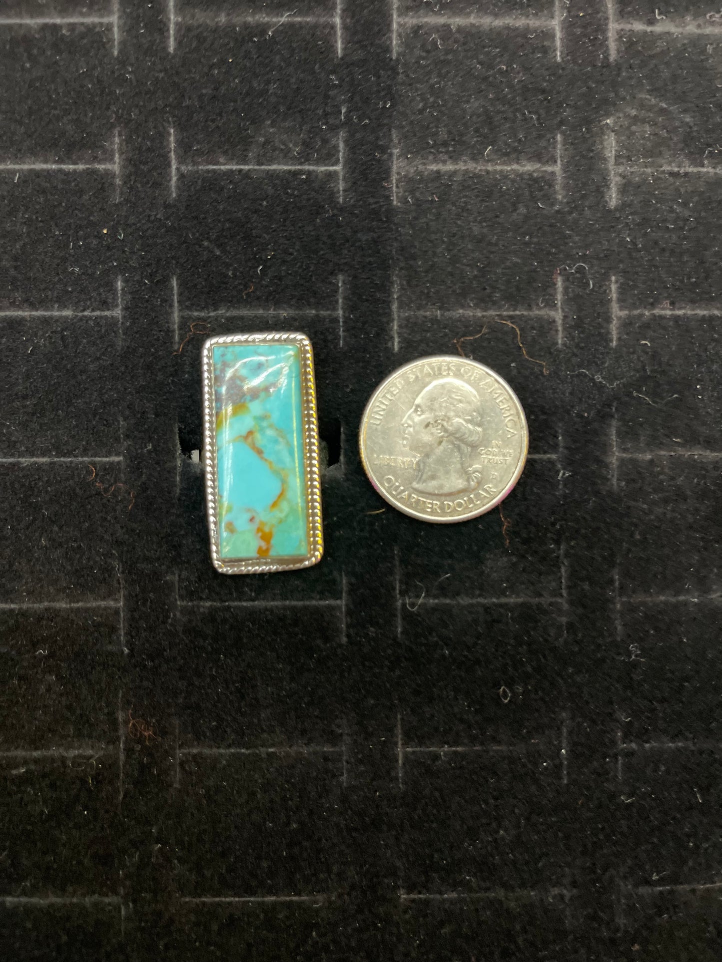Kingman Turquoise Bar Adjustable Ring