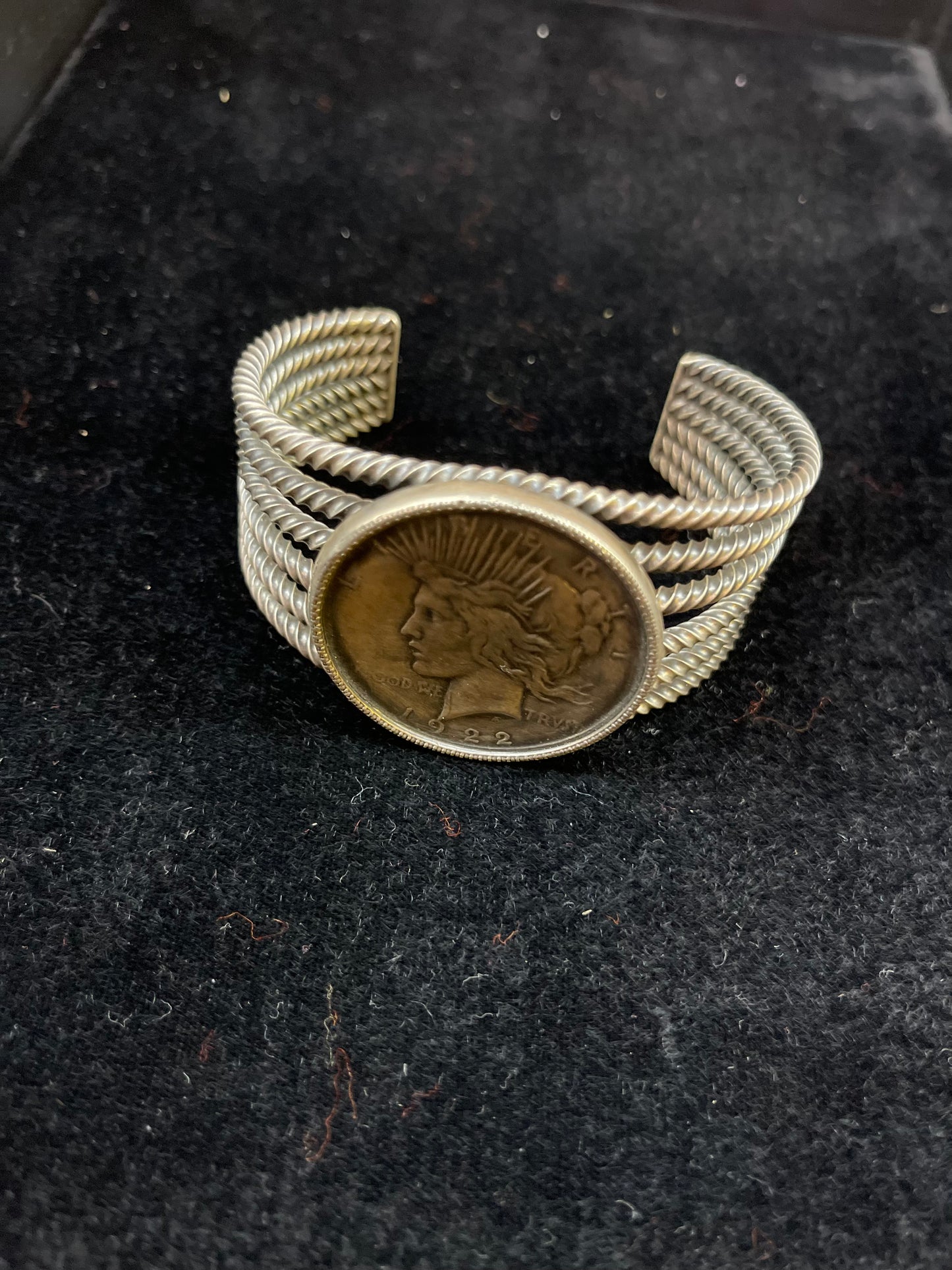 1922 Silver Dollar Twisted Cuff Bracelet