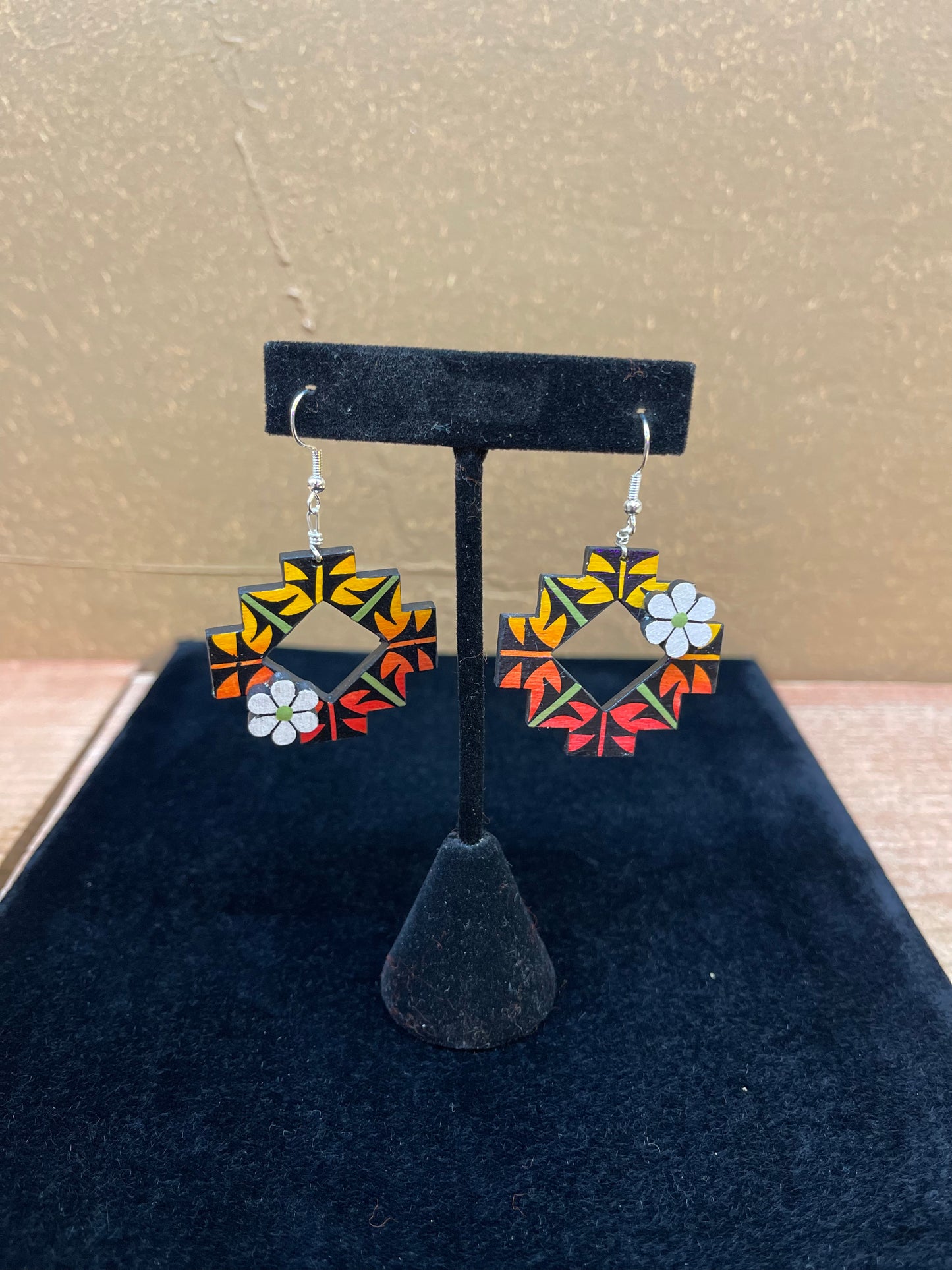 Santo Domingo Aztec Tropical Style Dange Earrings By Micah Garcia