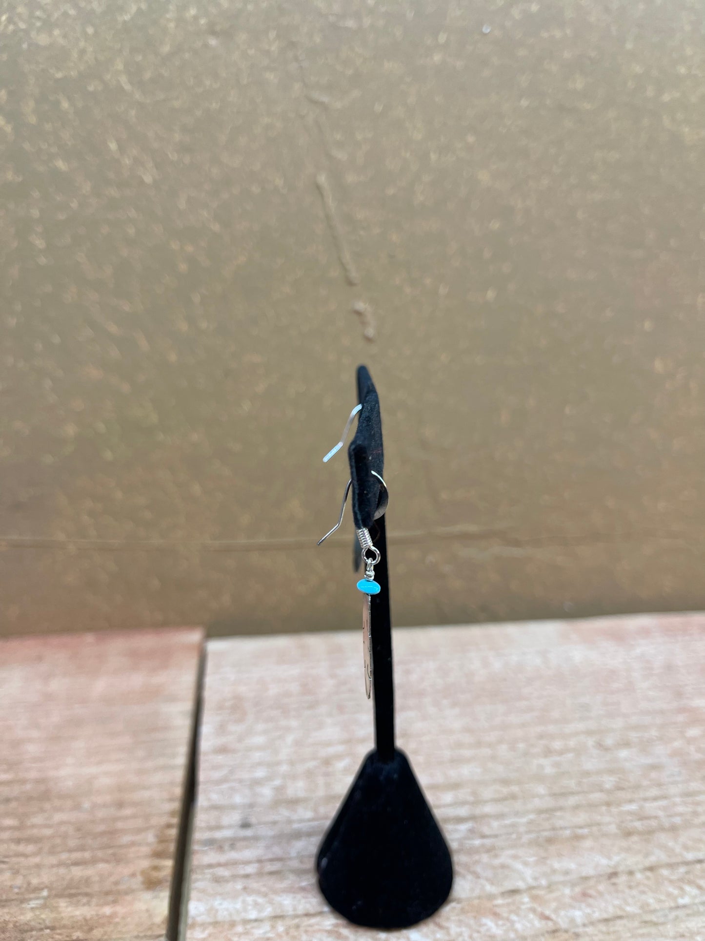 Sterling Silver Feather Dangle Earrings With Turquoise Stone