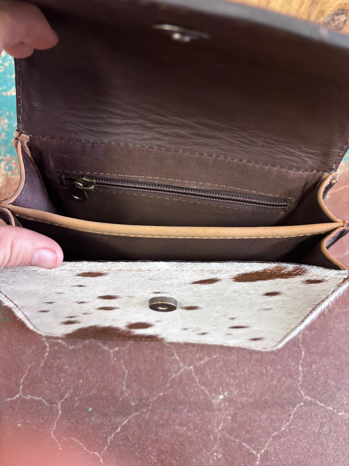 Cowhide Crossbody Leather Tooled Purse