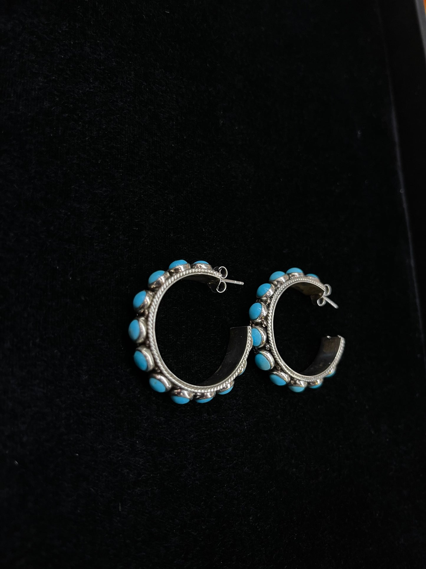 Sleeping Beauty Turquoise Hoop Earrings