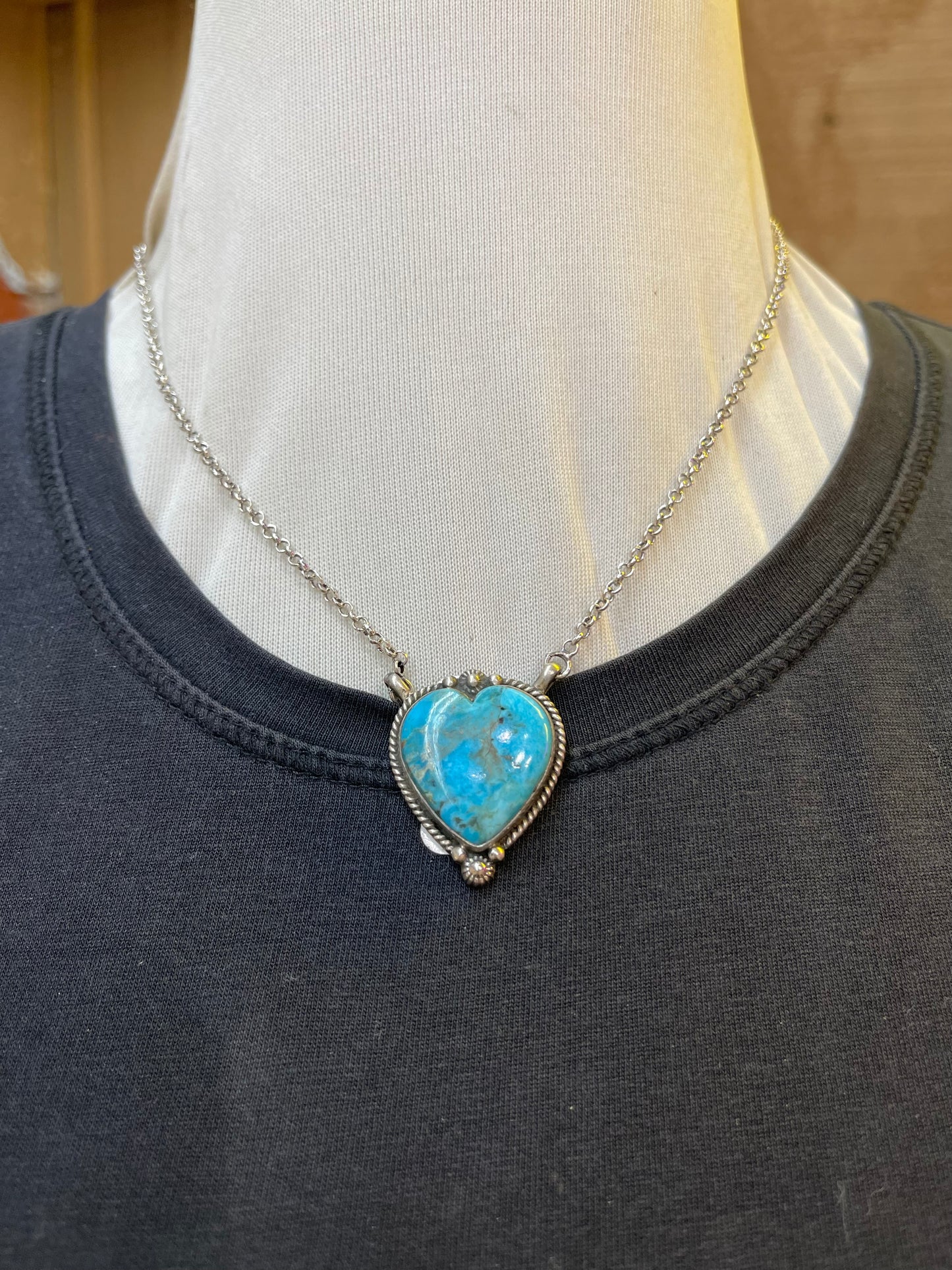 Kingman Turquoise Heart Necklace By Hada Collection