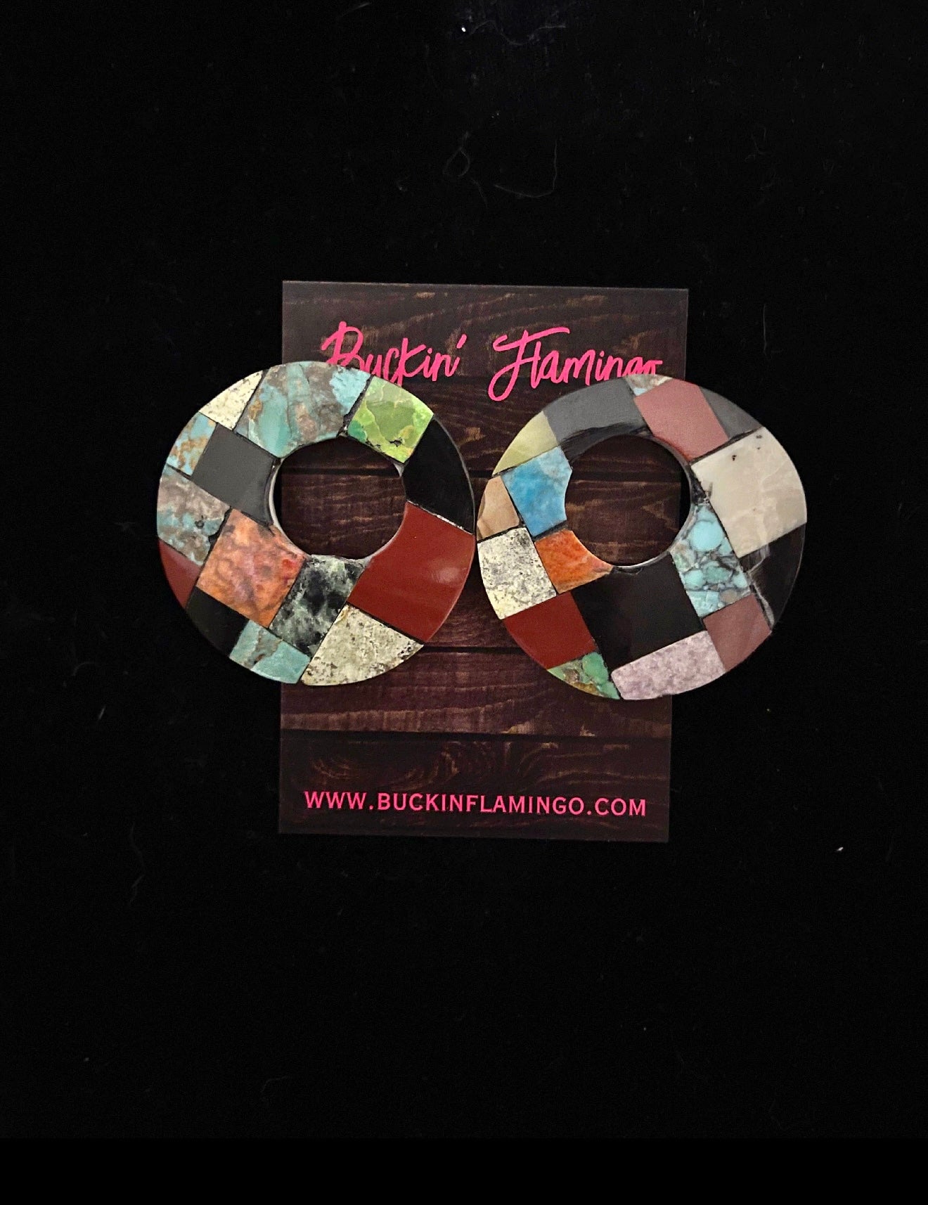 Hand Cut Stone Circle Post Earrings by Jolene Bird, Santo Domingo