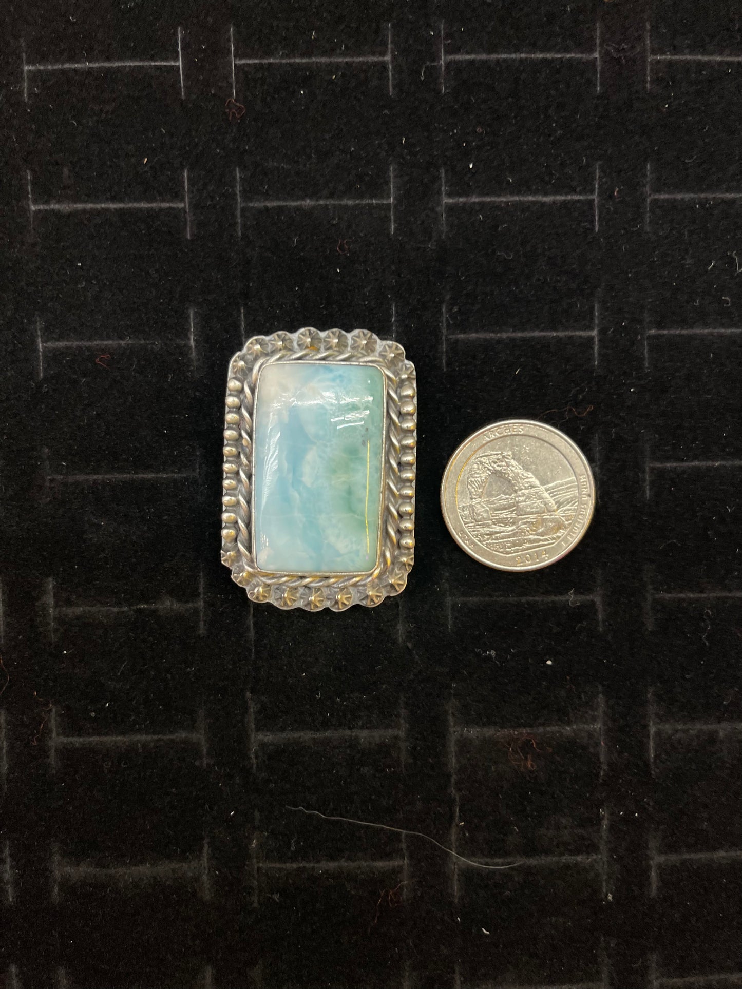 Turquoise Heavy Silver Ring By J.Piaso, Jr. size 9.0