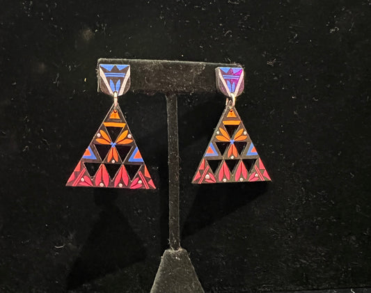 Hand Cut & Hand Painted Post Dangle Earrings by Micah Garcia Santo Domingo