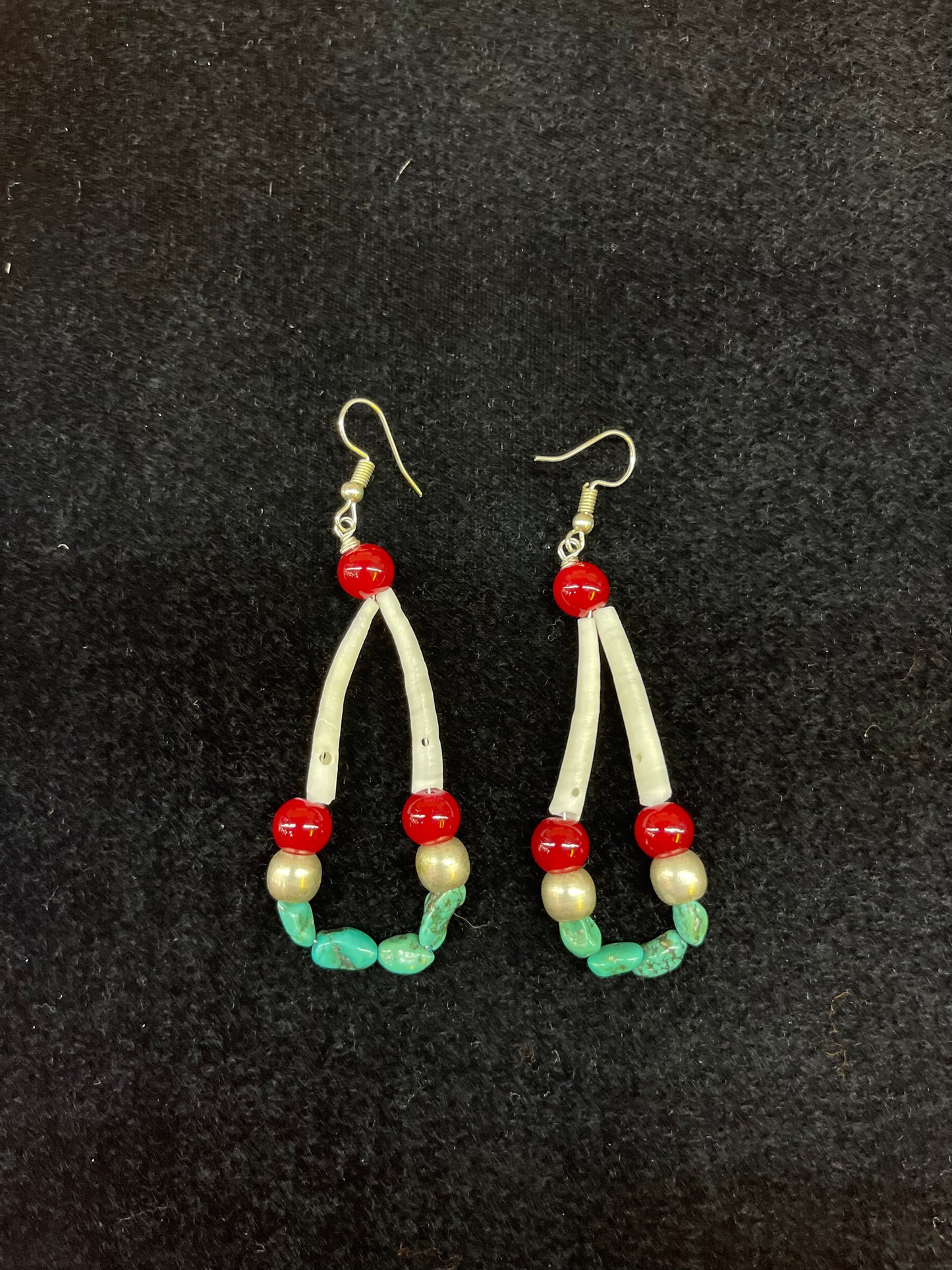 Mother Of Pearl With Copper And Turquoise Dangle Earrings By Ren McCulley