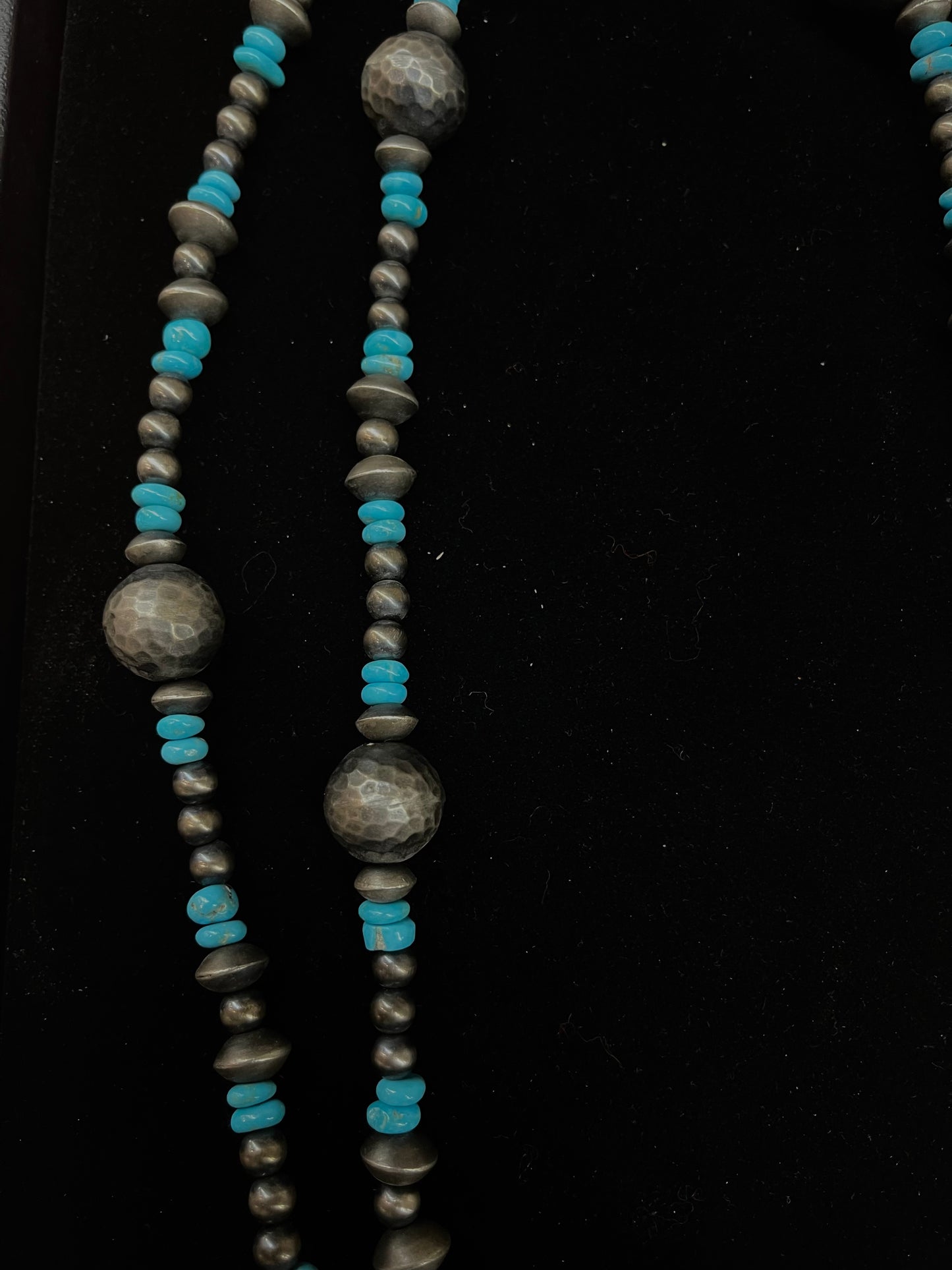 50" Necklace Sleeping Beauty Beads 6mm Handmade Navajo Pearls and 8mm-10mm Saucers