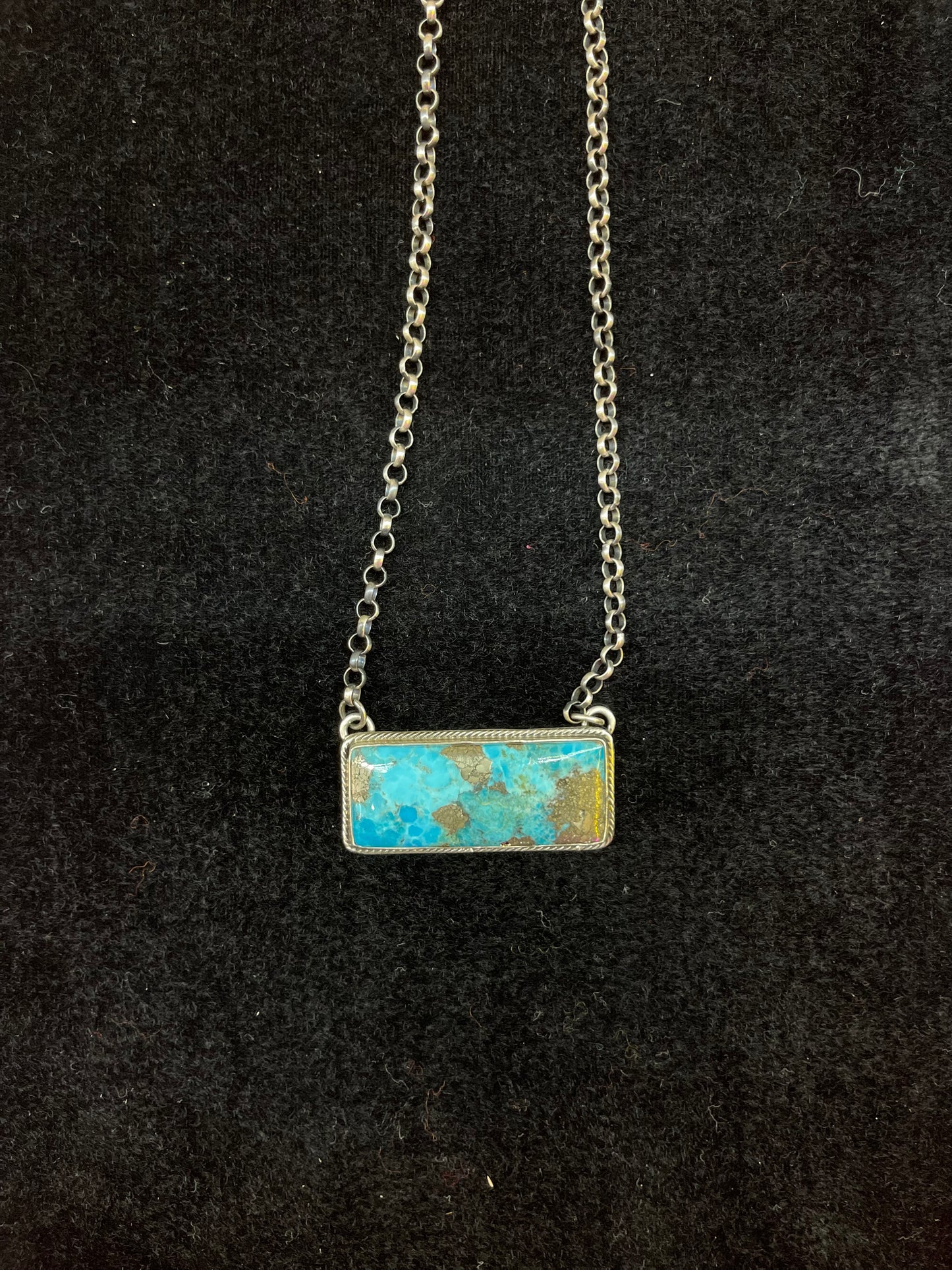 Kingman Turquoise Bar Necklace By P.Yazzie