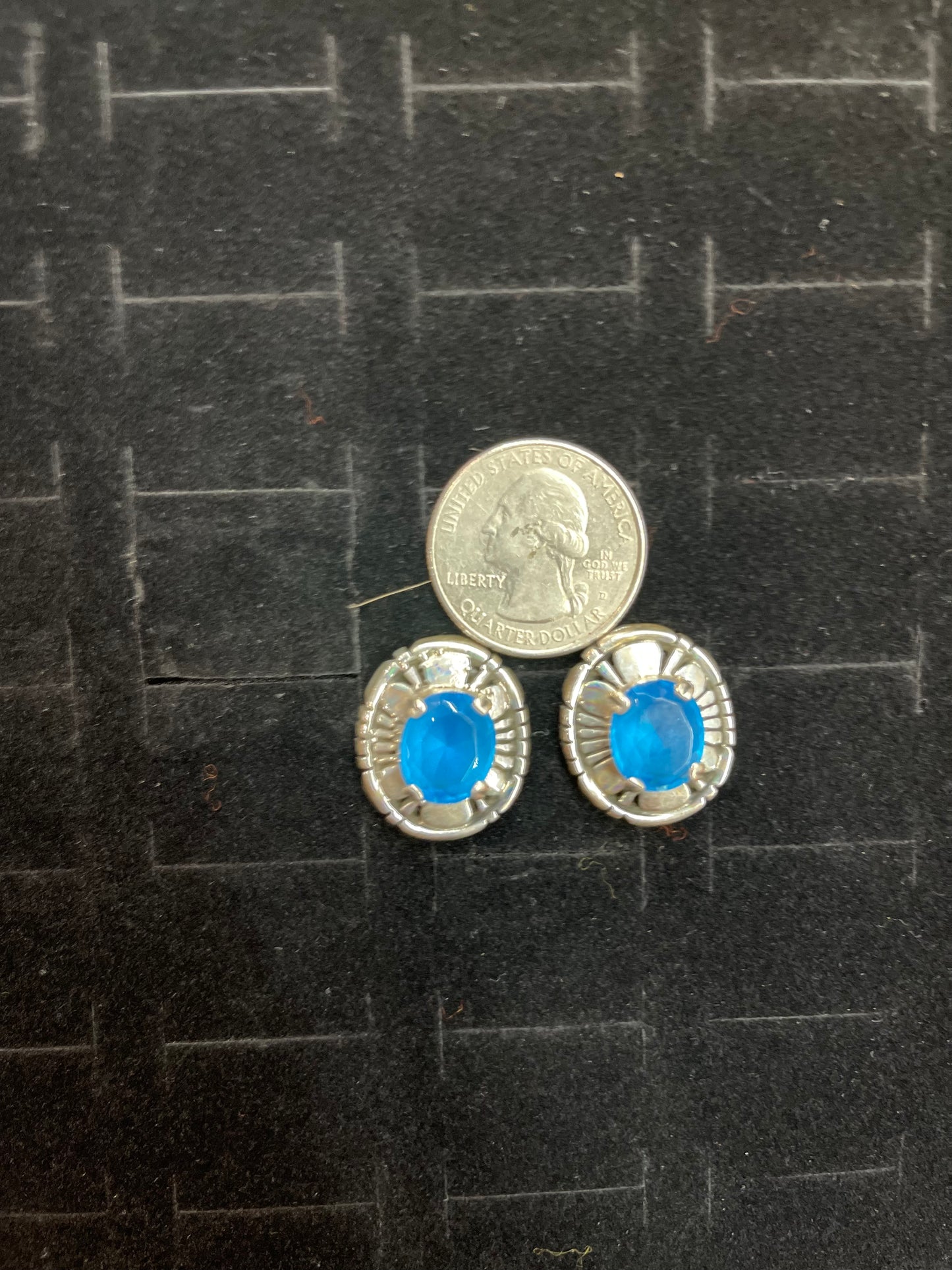 Blue Topaz and Sterling Silver Oval Earrings