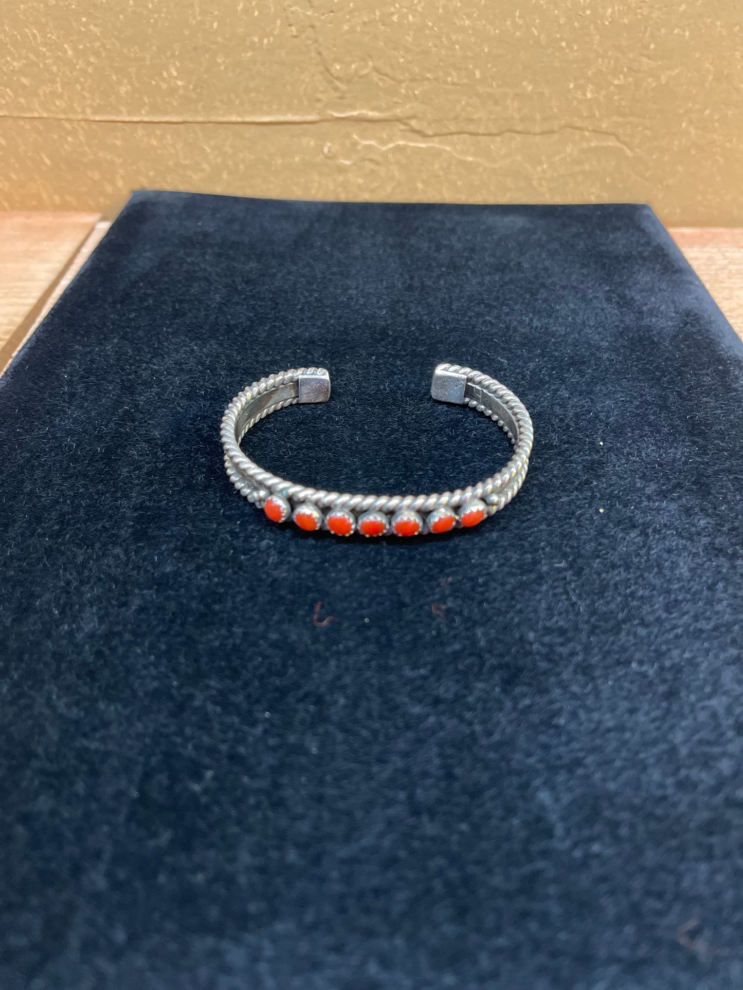 Red Coral Navajo Twisted Cuff Bracelet