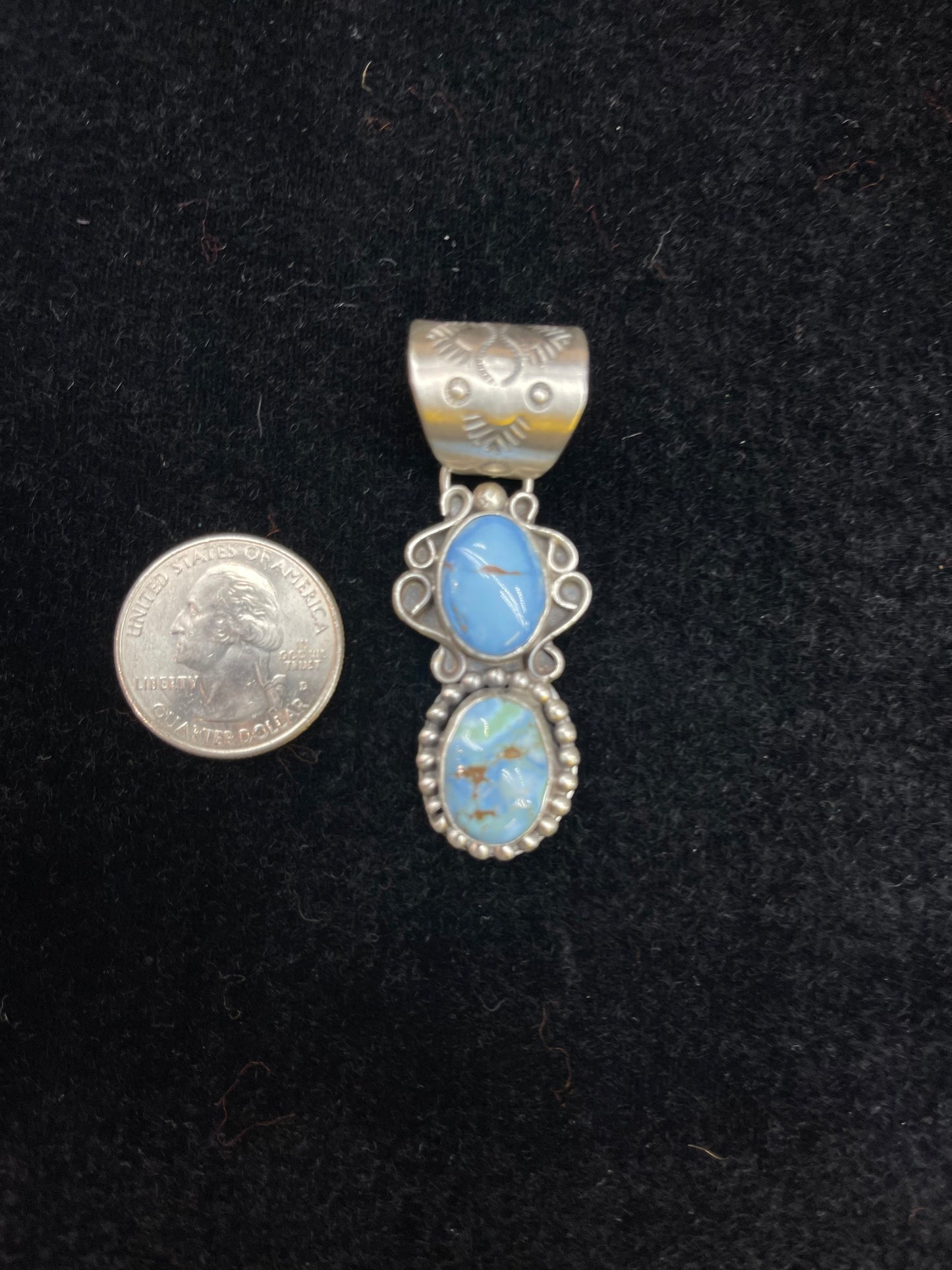 Light Blue Turquoise Stamped Pendant