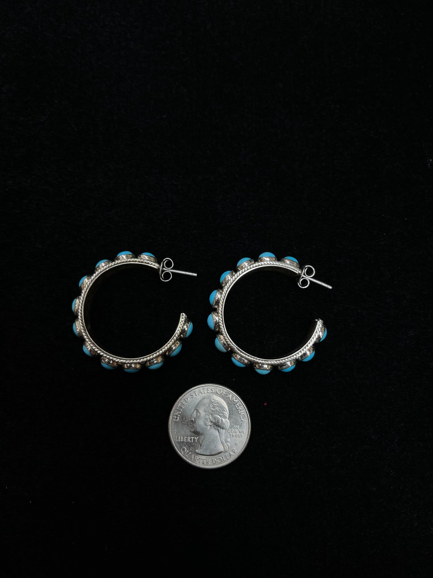 Sleeping Beauty Turquoise Hoop Earrings