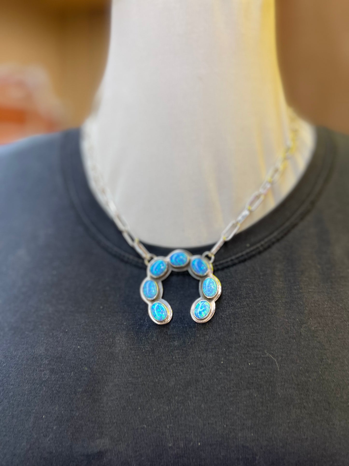 Blue Opal Chain Linked Necklace Naja