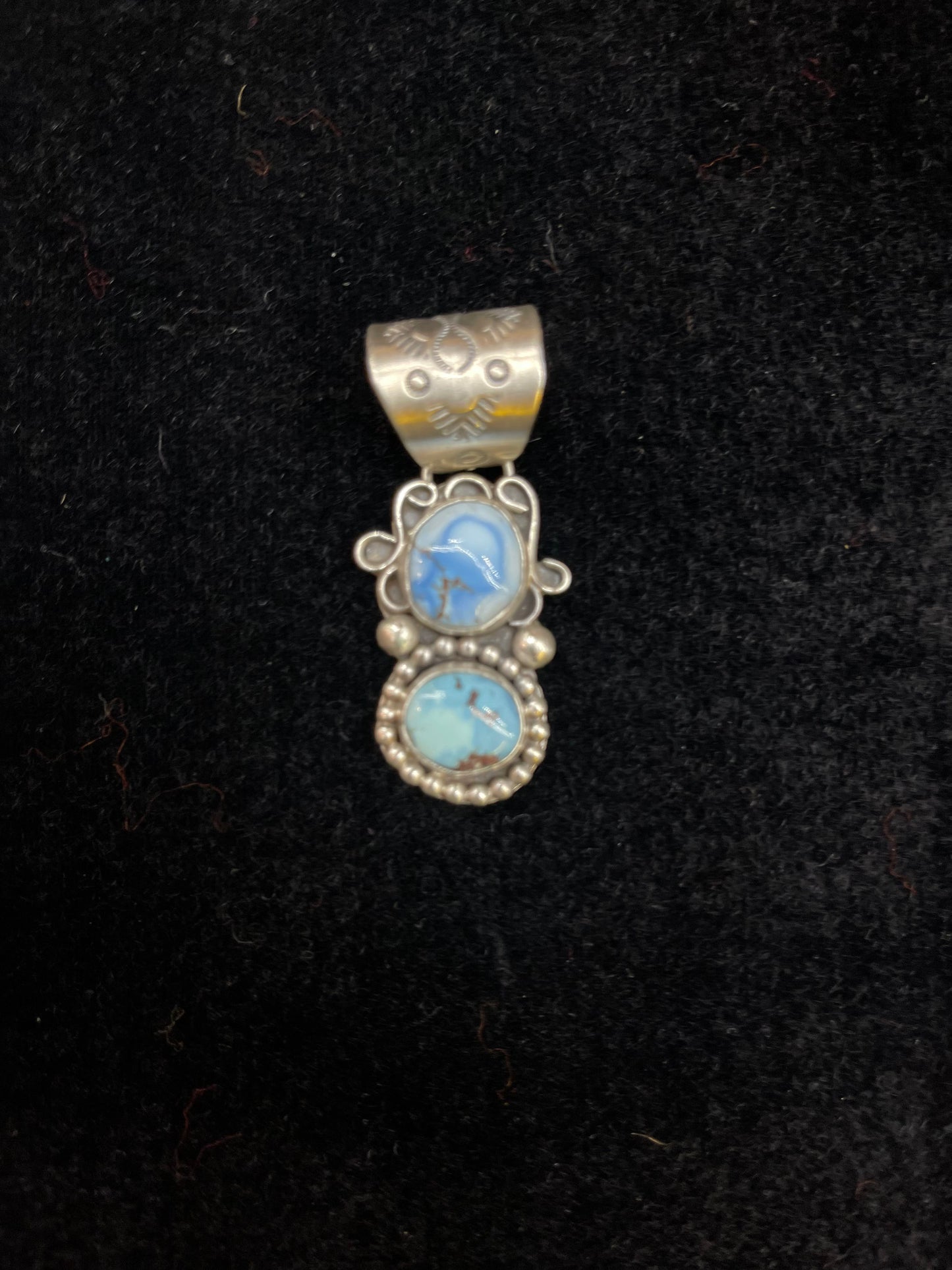 Light Blue Turquoise Stamped Pendant