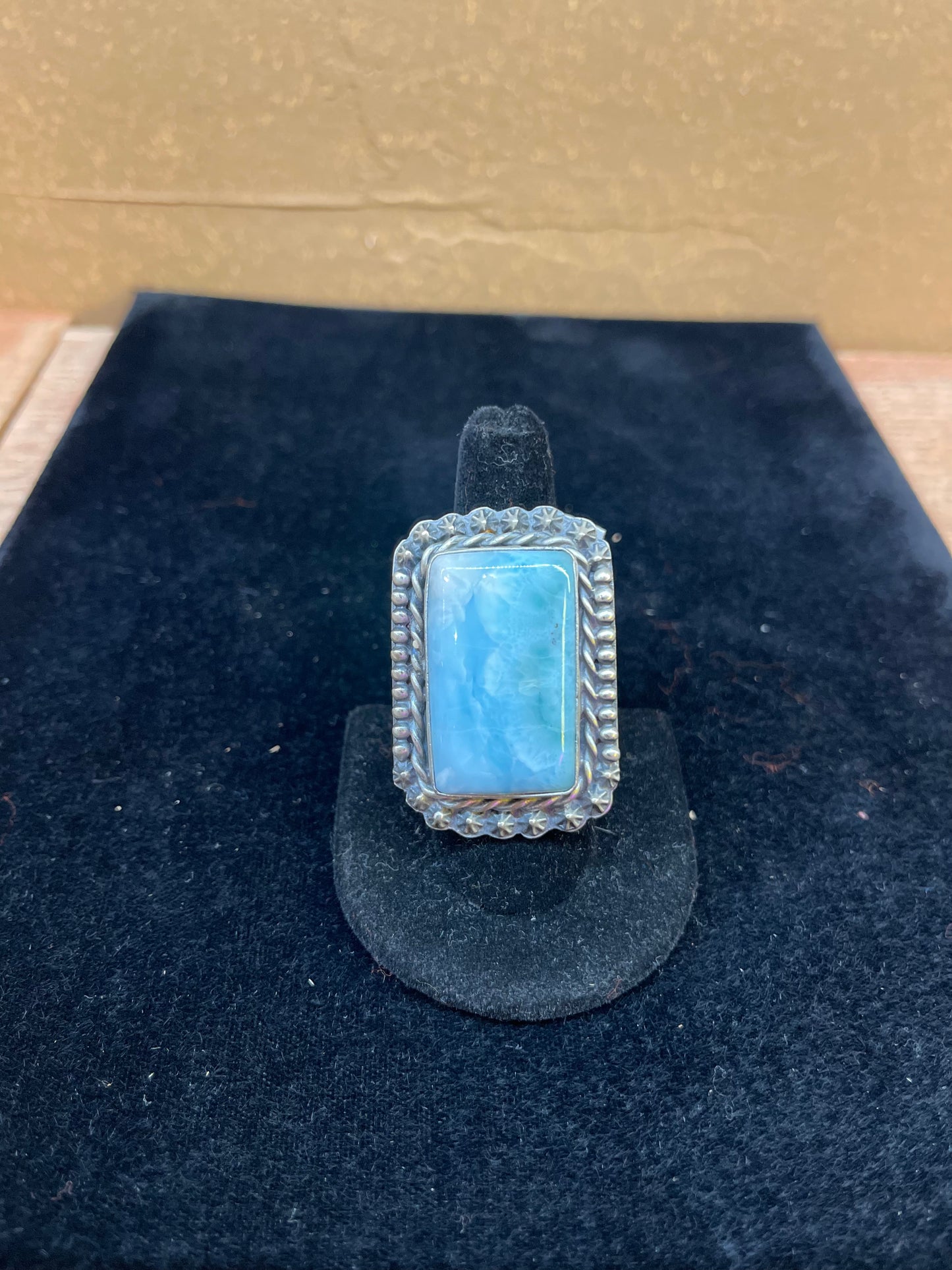 Turquoise Heavy Silver Ring By J.Piaso, Jr. size 9.0