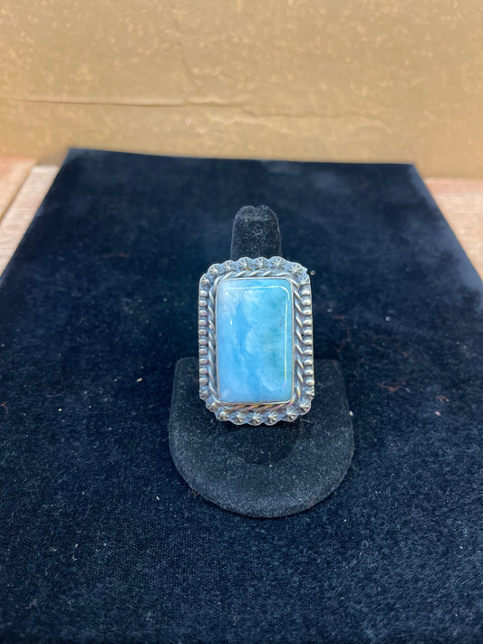 Turquoise Heavy Silver Ring By J.Piaso, Jr. size 9.0