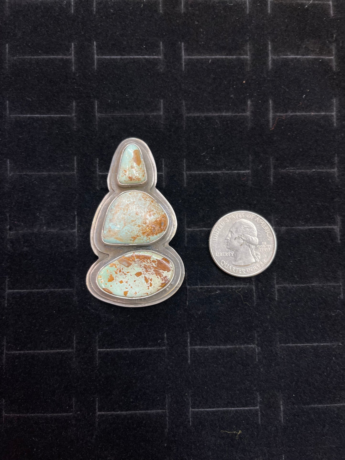 3 Stone Dry Creek Turquoise Heavy Sterling Silver Ring