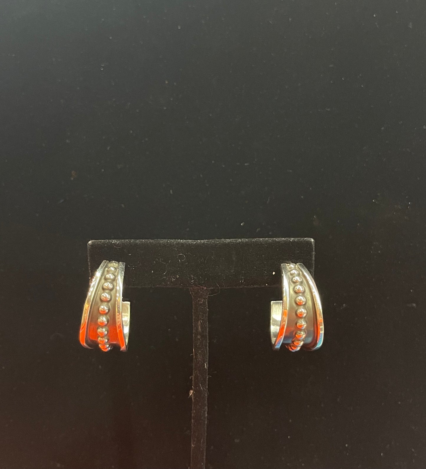 Sterling Silver Hoop Earrings by Tom Hawk, Navajo