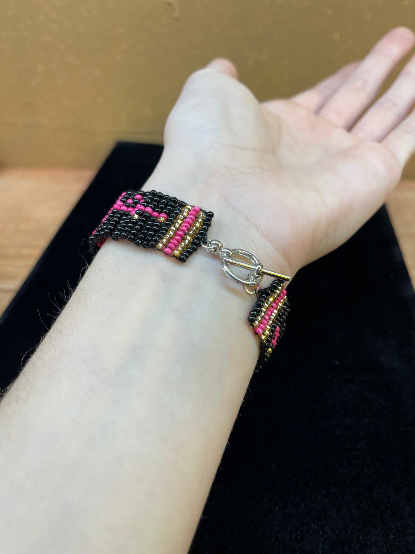 Black Seed Bead Flamingo Bracelet