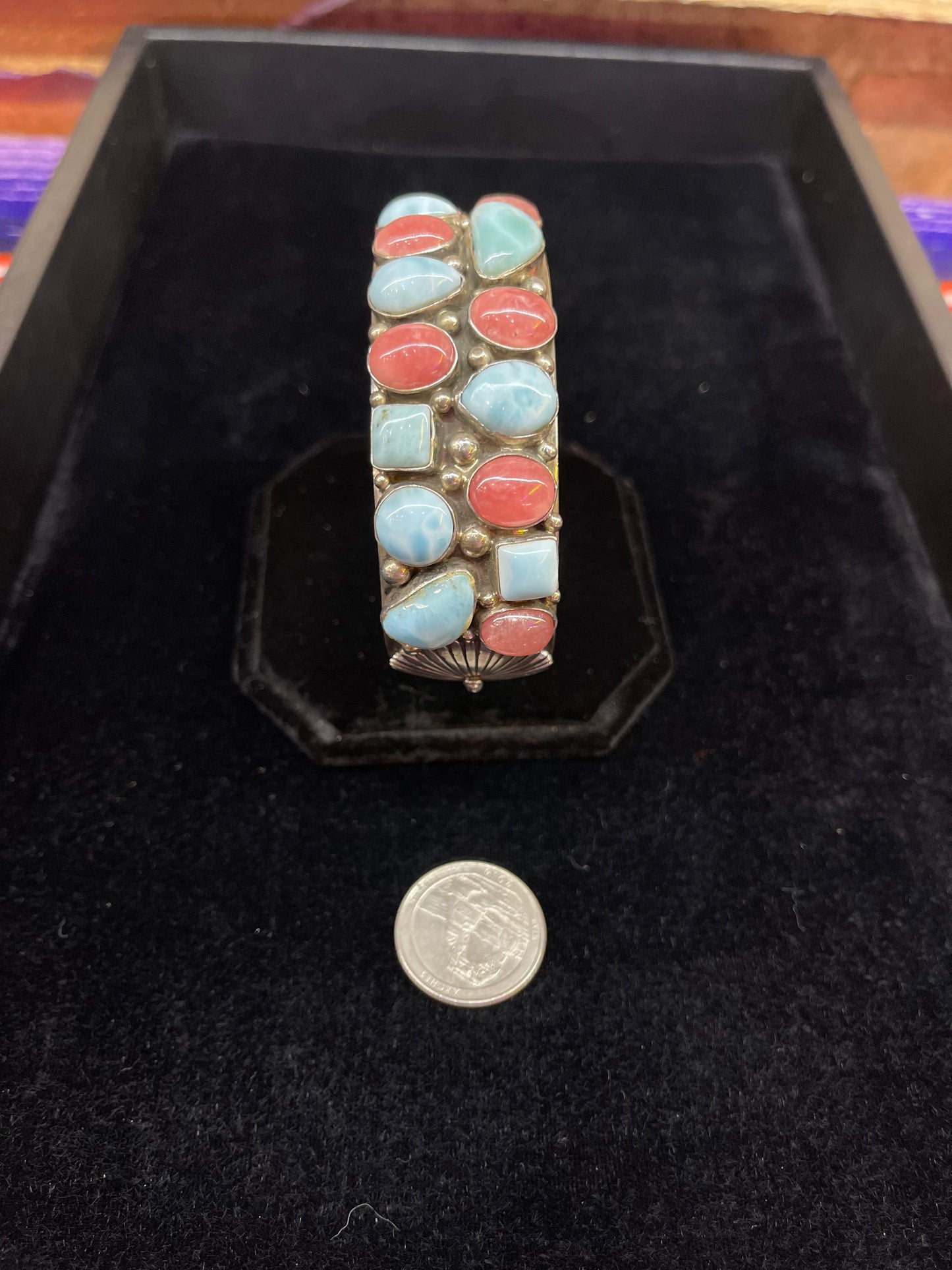 Larimar and Rhodochrosite Bracelet