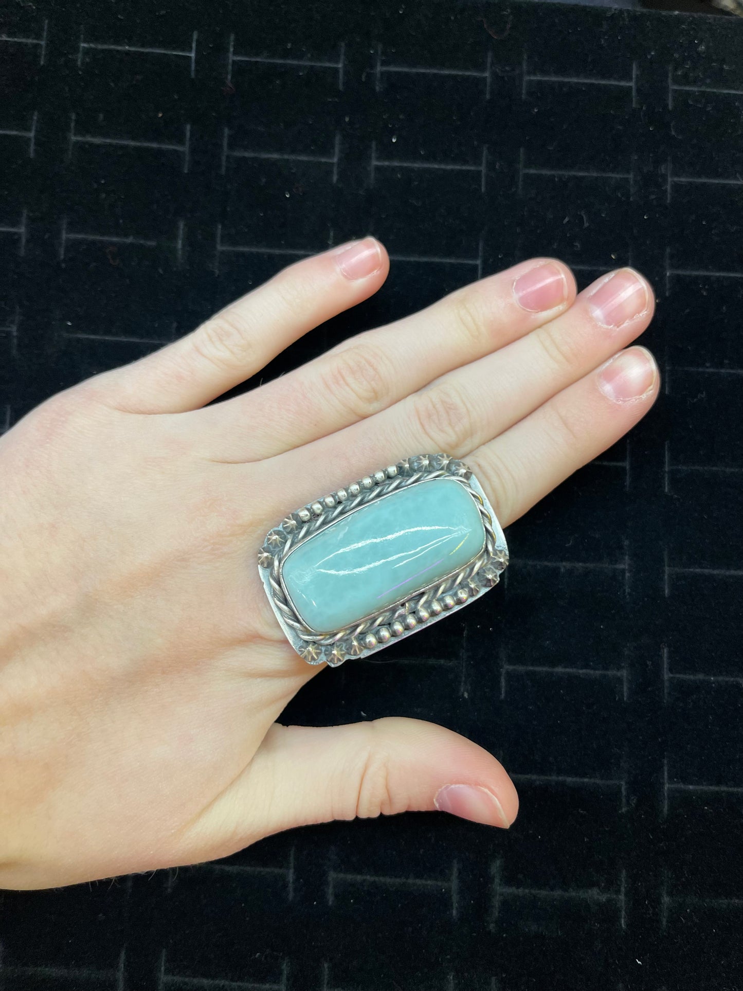 Turquoise Heavy Silver Ring By J.Piaso,Jr. Navajo