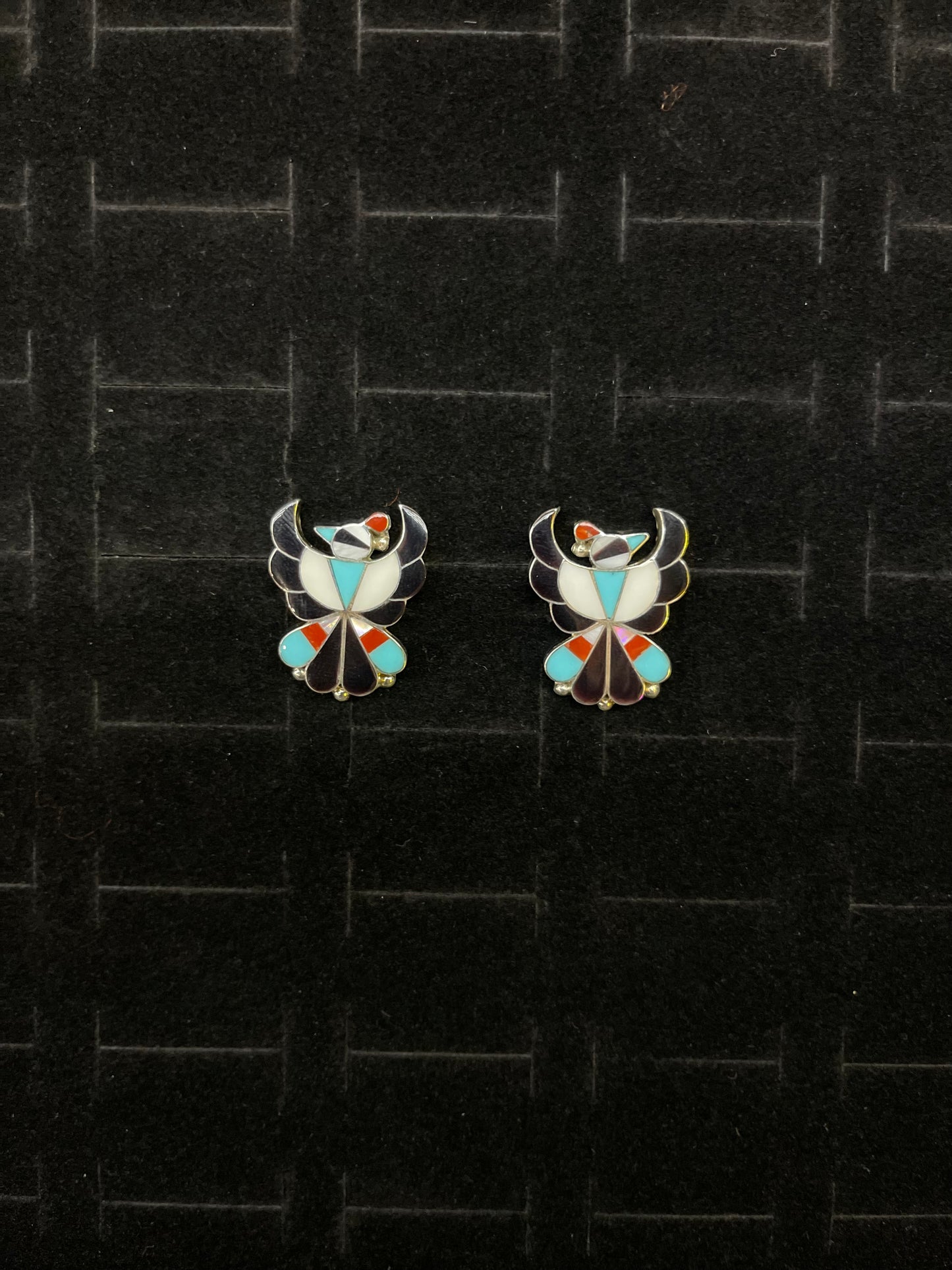 Zuni Turquoise Bird Inlay Earrings