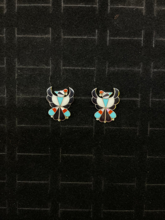 Zuni Turquoise Bird Inlay Earrings