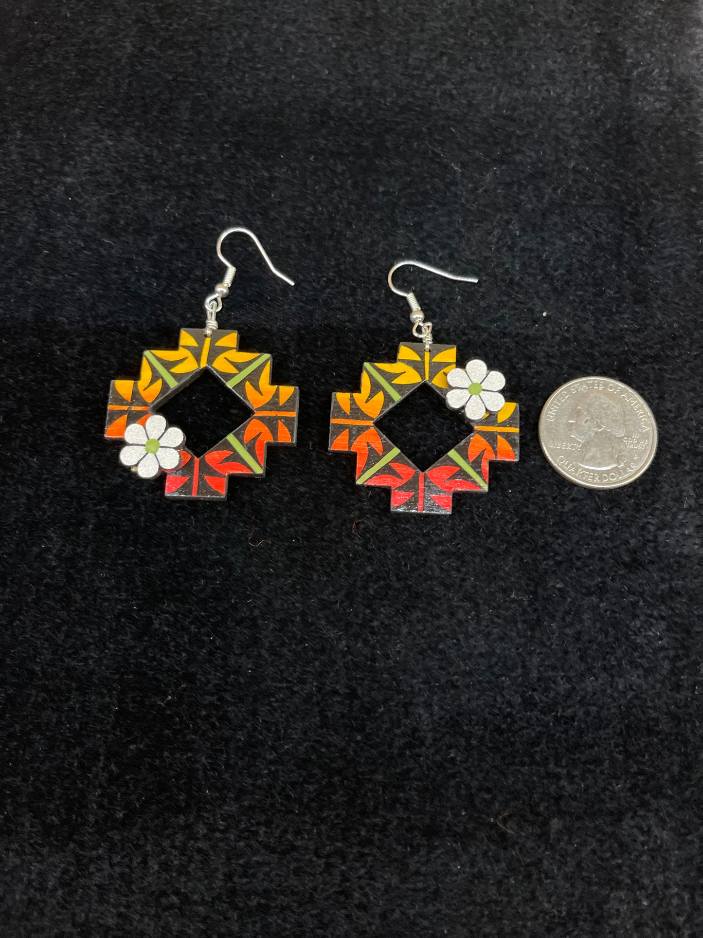 Santo Domingo Aztec Tropical Style Dange Earrings By Micah Garcia