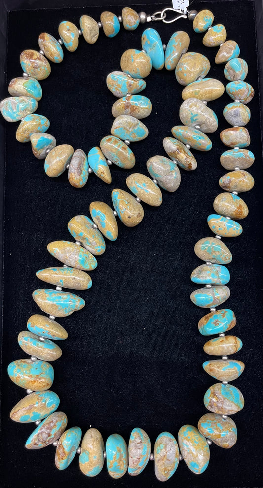 40" Necklace of #8 Turquoise Nuggets