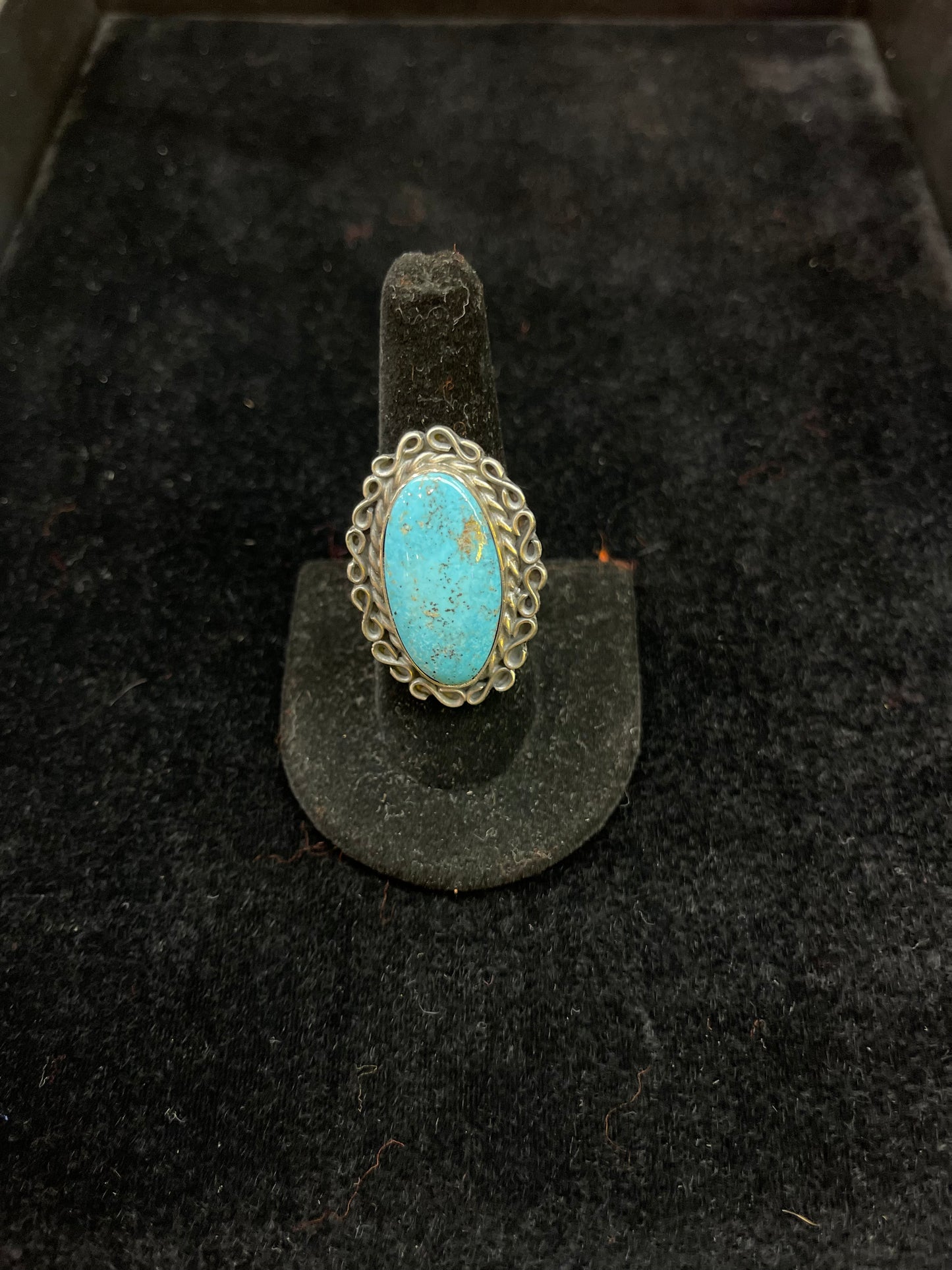Turquoise Oval Stamped Ring