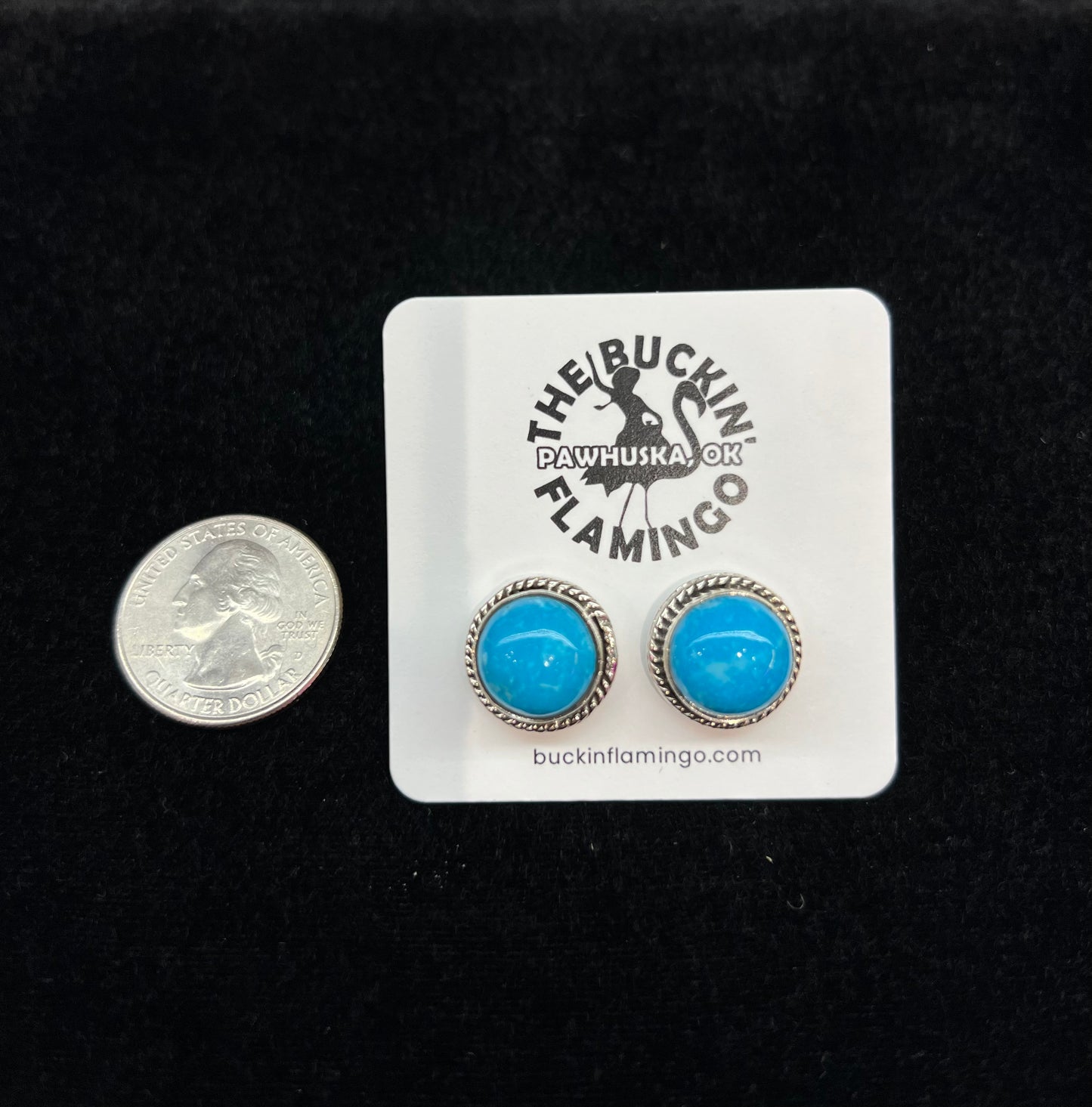 Natural Turquoise and Sterling Silver Post Earrings