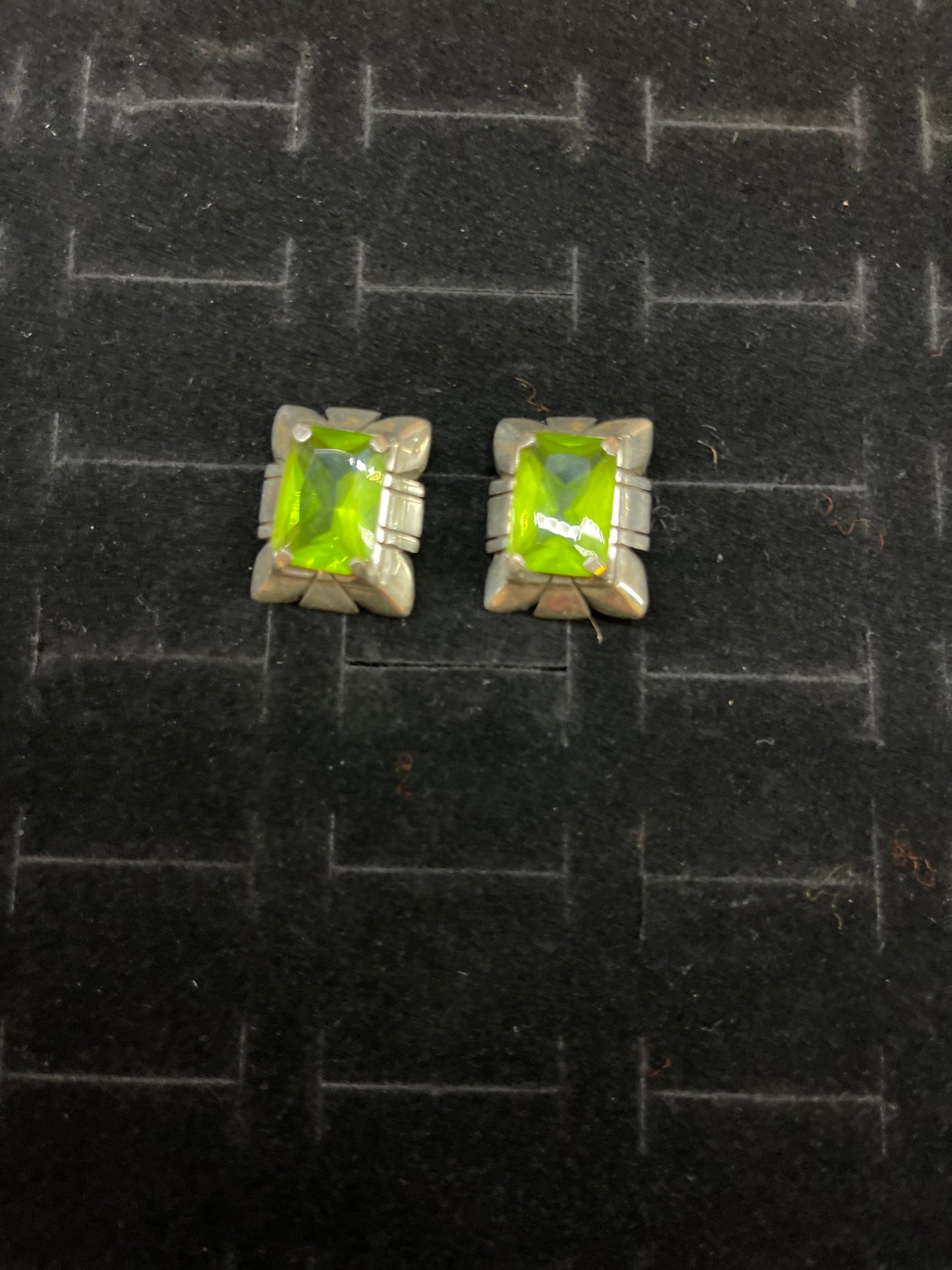 Peridot and Sterling Silver Rectangle Earrings