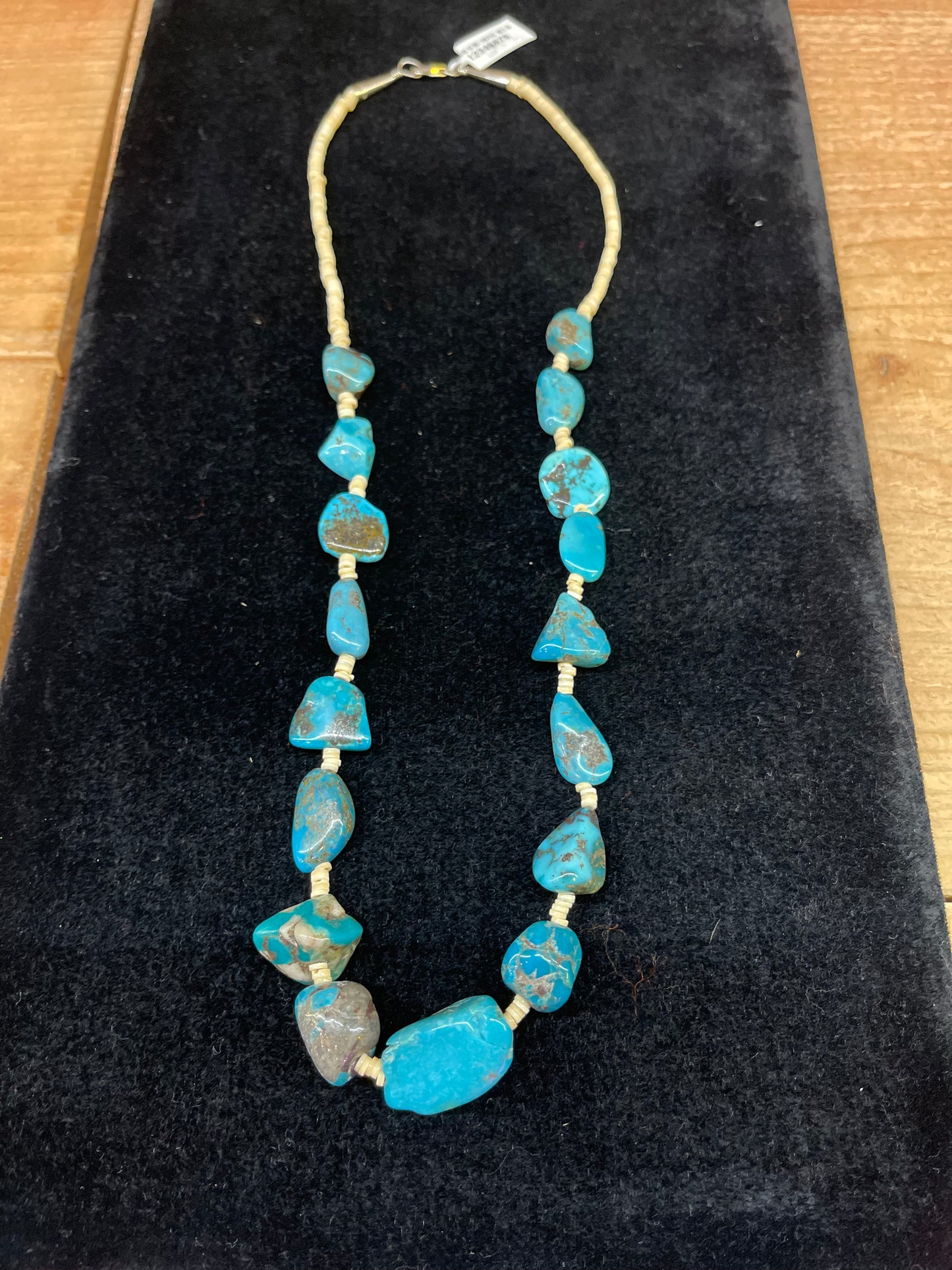 Santo Domingo Natural Turquoise Nugget and Melon Shell Necklace