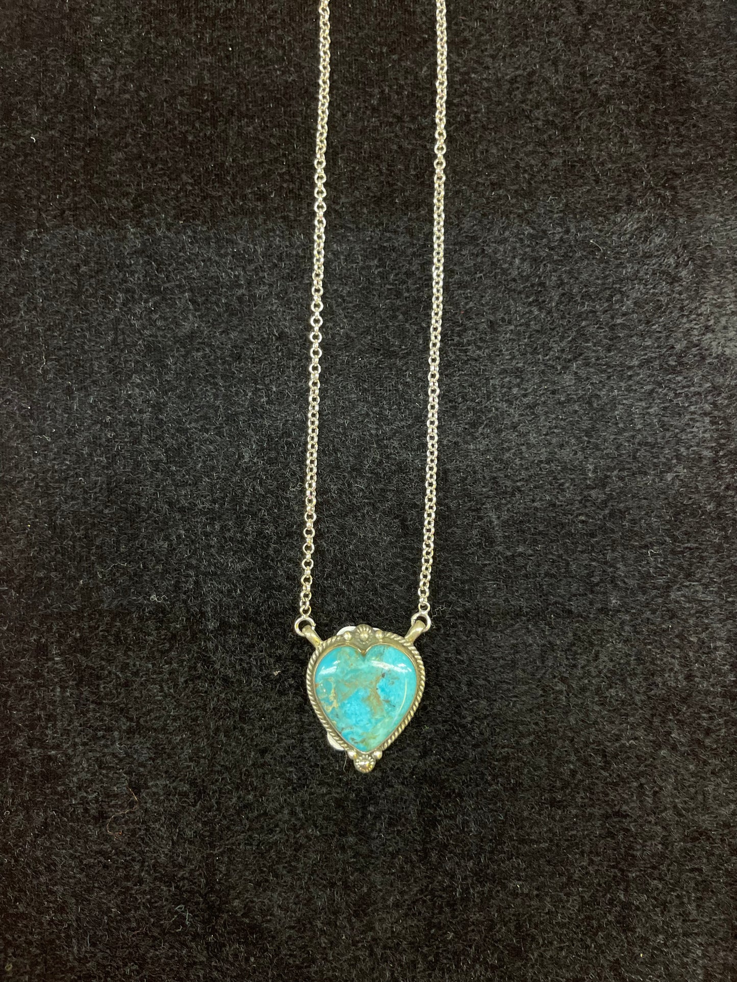 Kingman Turquoise Heart Necklace By Hada Collection