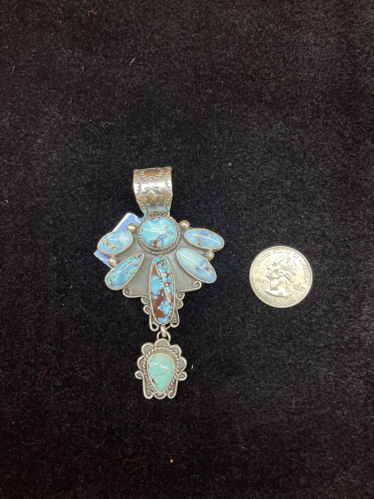 Golden Hills Turquoise Pendant By T.Nez Navajo