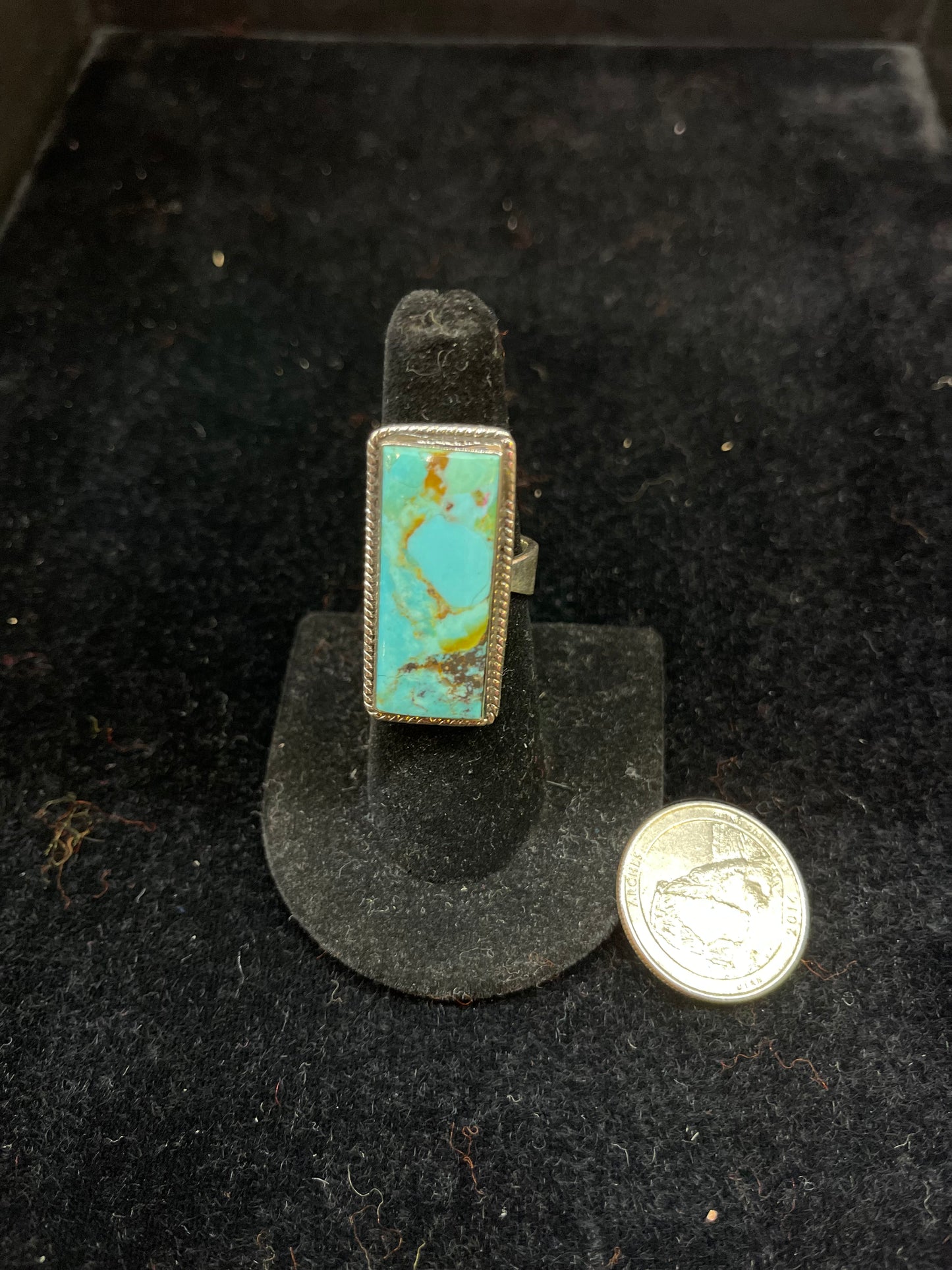 Kingman Turquoise Bar Adjustable Ring